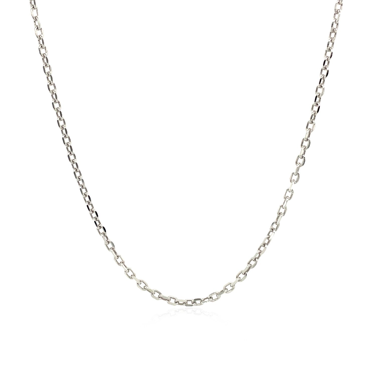 Sterling silver rhodium-plated cable chain with a lobster clasp.