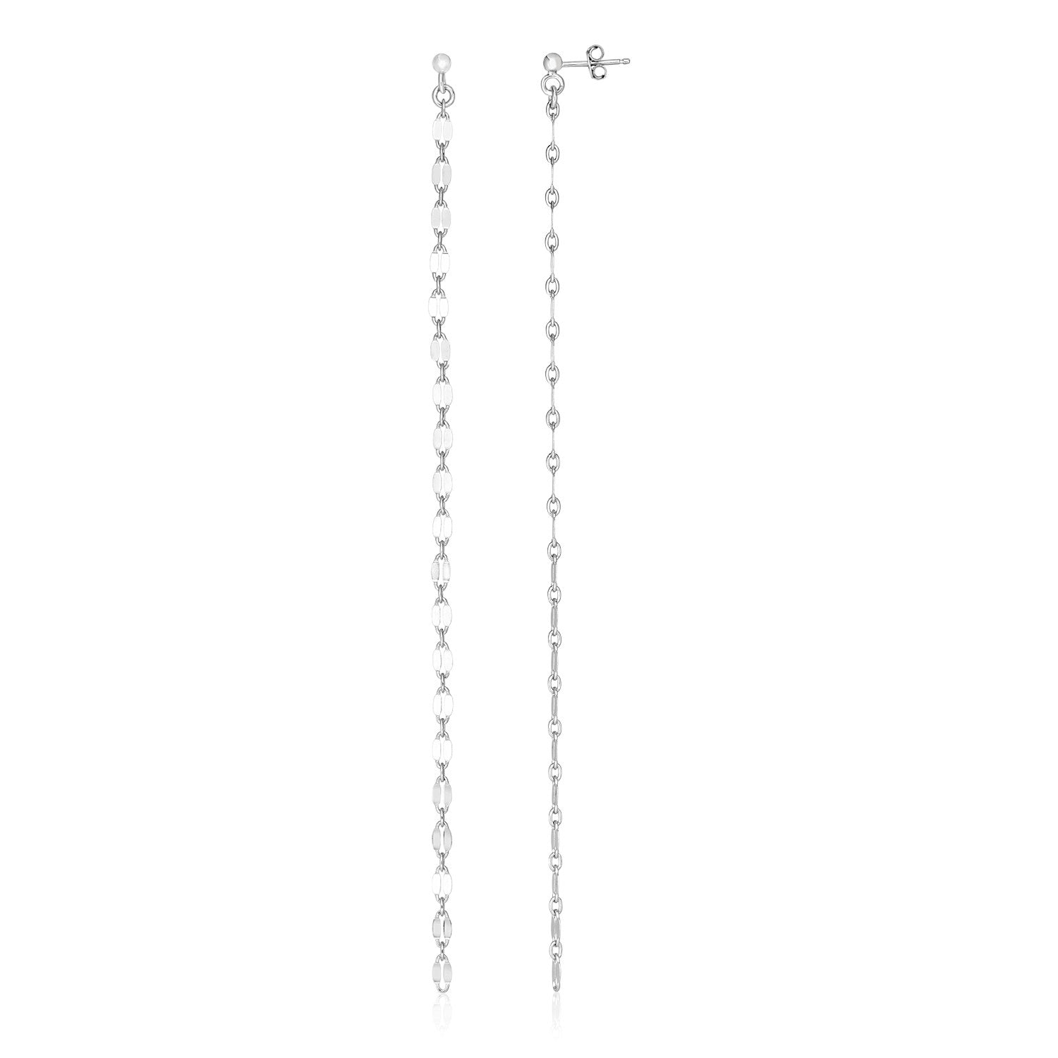 Sterling silver dangle earrings with polished ovals and push-back clasps.