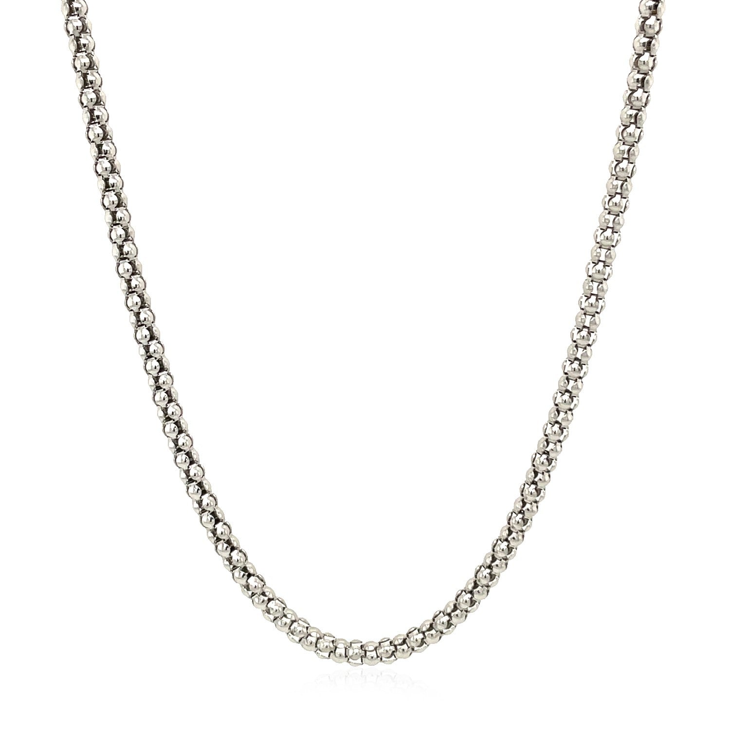 Rhodium-plated sterling silver popcorn chain.