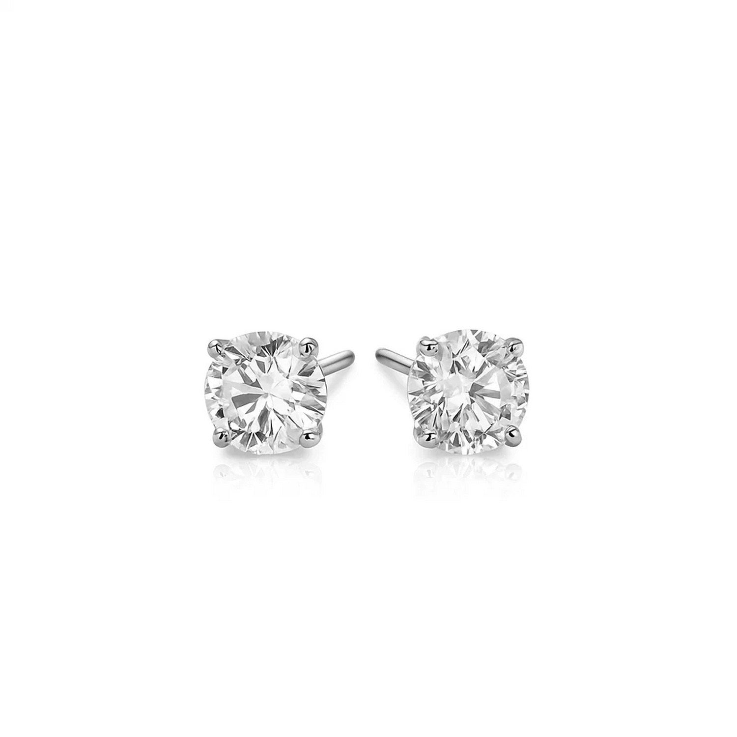 A pair of sterling silver stud earrings with 6mm round cubic zirconia.
