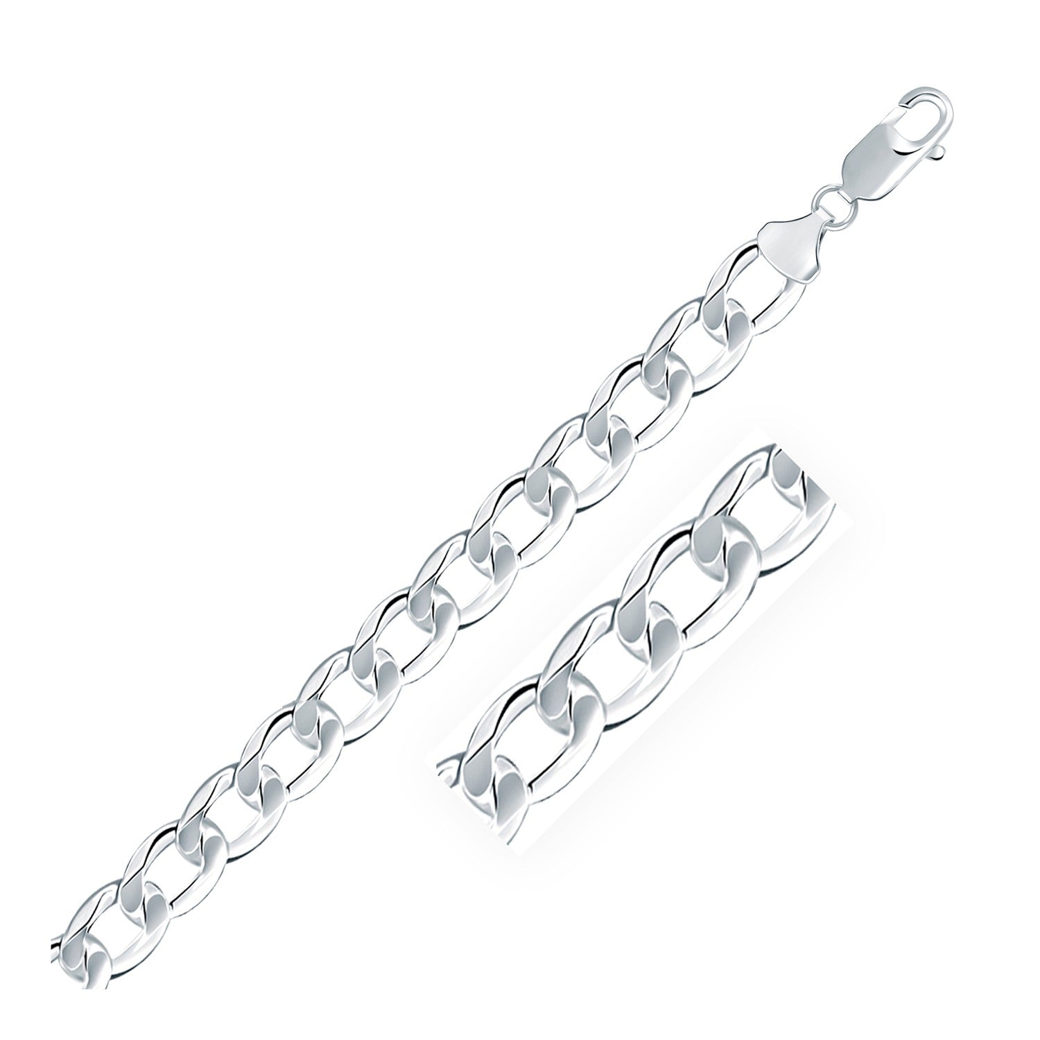 Rhodium-plated sterling silver curb chain with a lobster clasp.