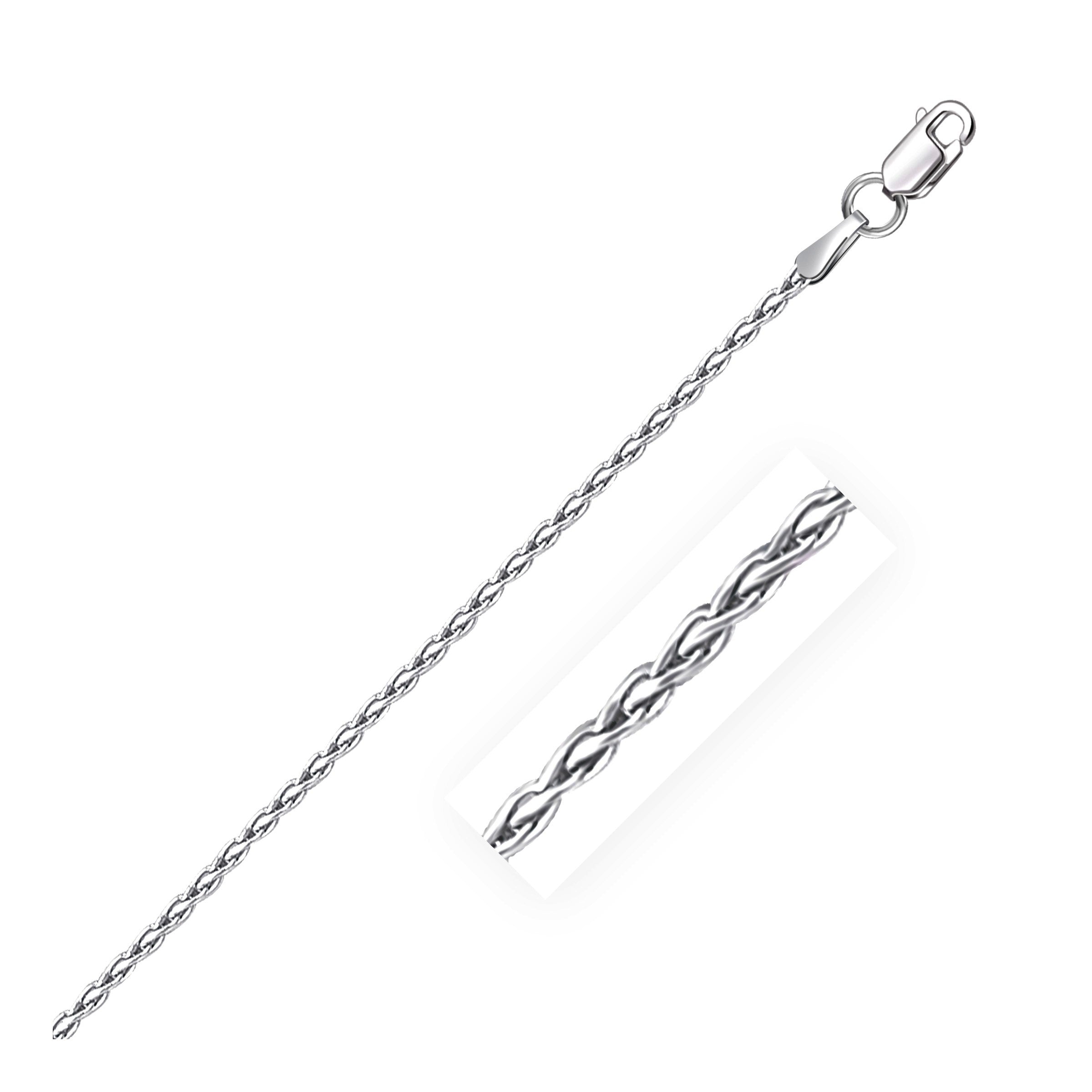 Sterling silver rhodium-plated wheat chain with a lobster clasp.