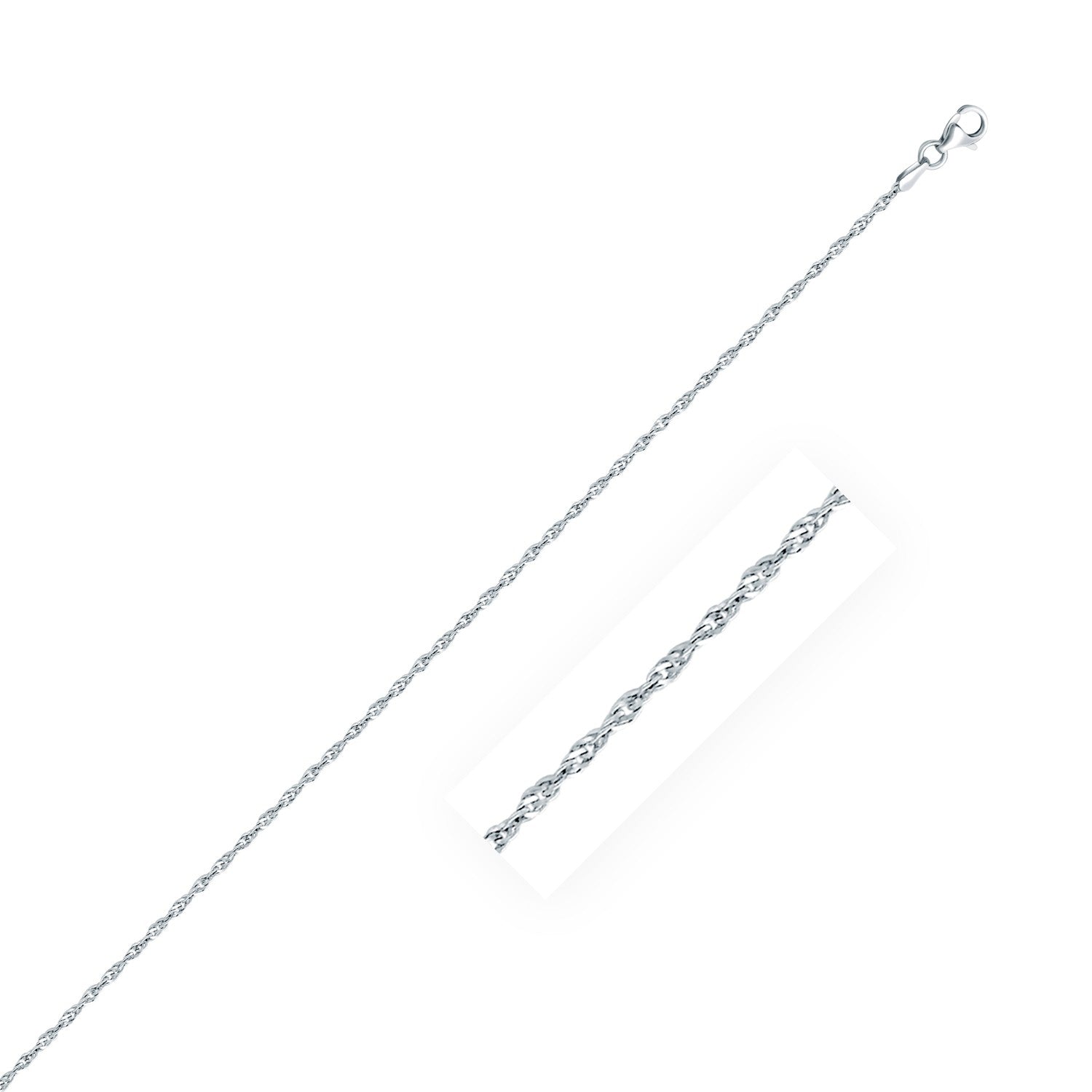 Sterling silver Singapore style chain with a lobster clasp.