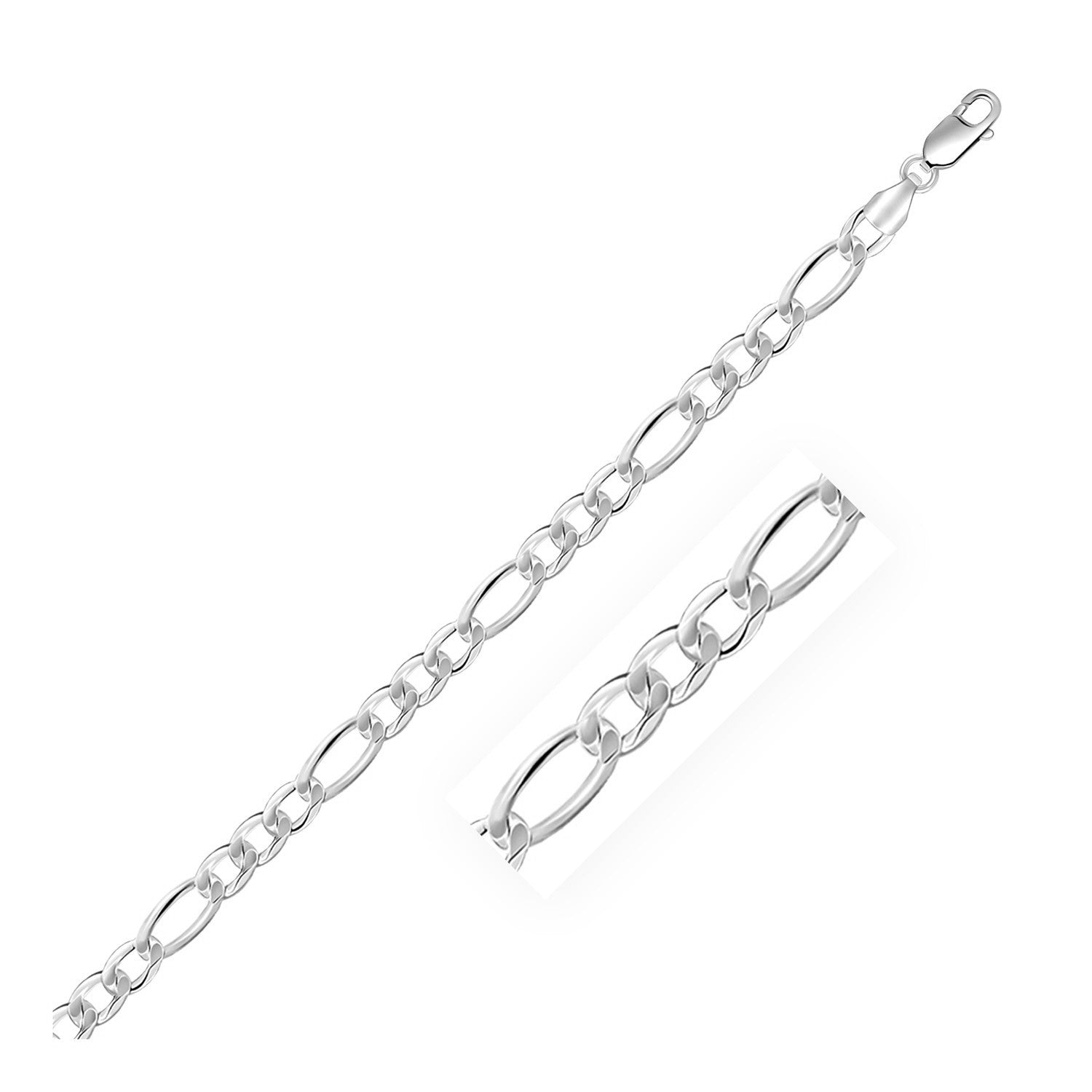 Rhodium plated sterling silver Figaro style chain with a lobster clasp.