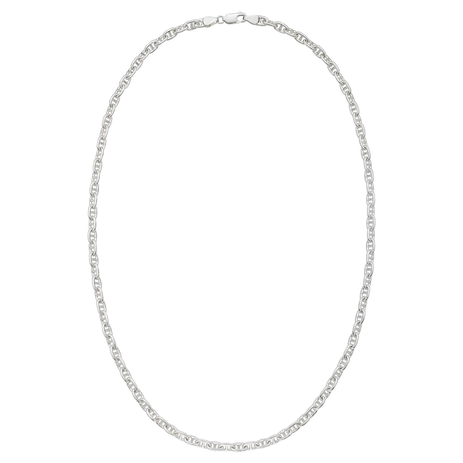 Sterling silver anchor chain necklace with a lobster clasp.
