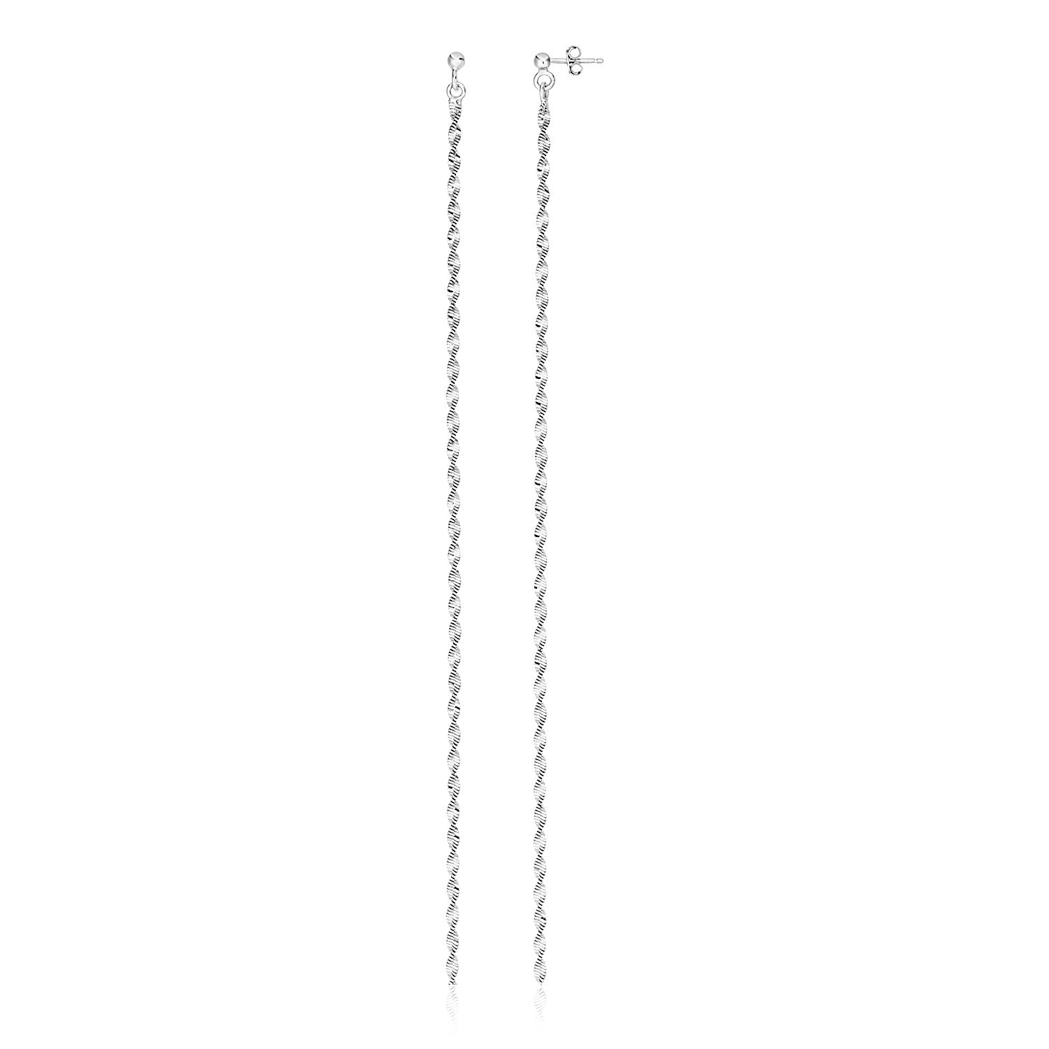 Sterling silver dangle earrings with textured ovals and push-back clasps.