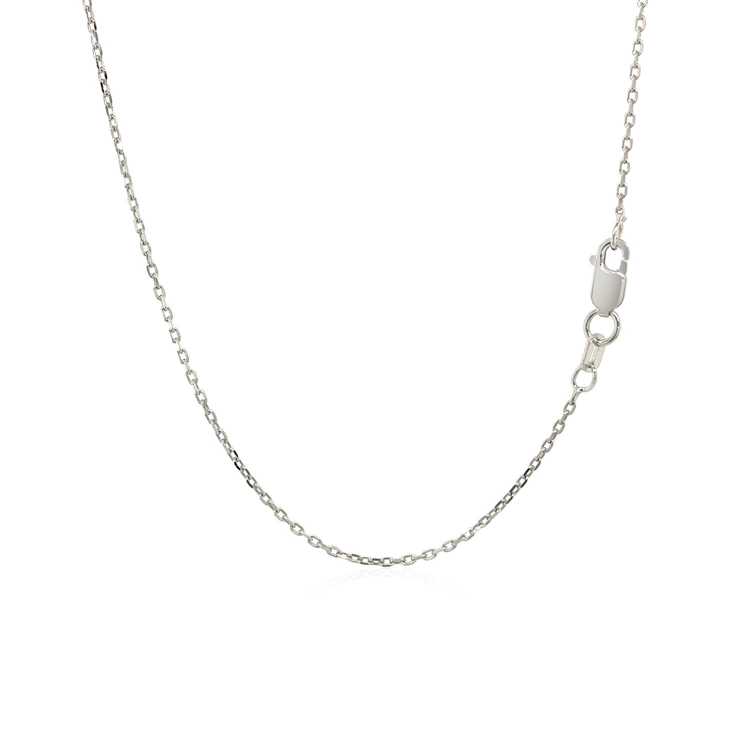 A sterling silver cable chain with a lobster clasp.