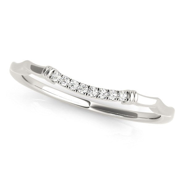 14k white gold wave design pave set diamond wedding ring.