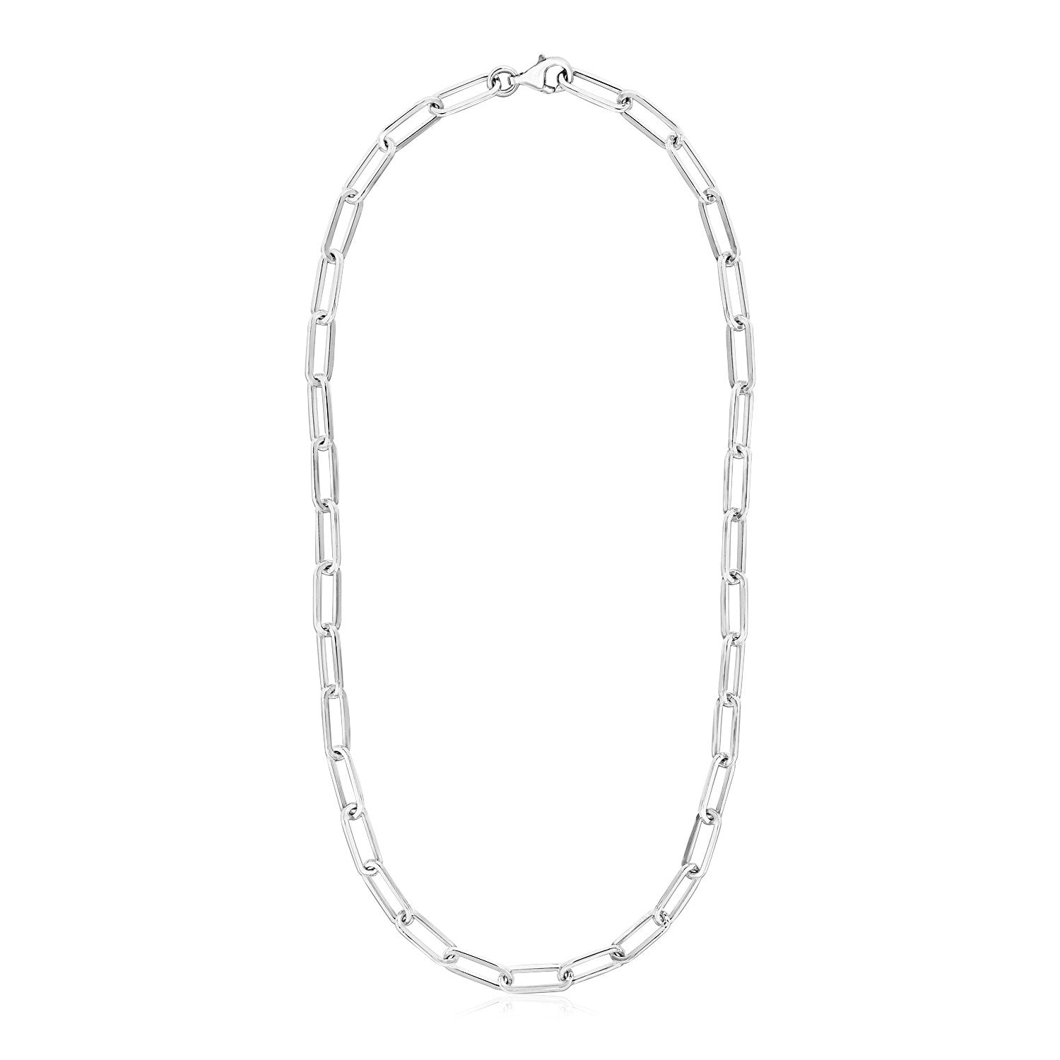 Sterling silver paperclip chain necklace with a lobster clasp.