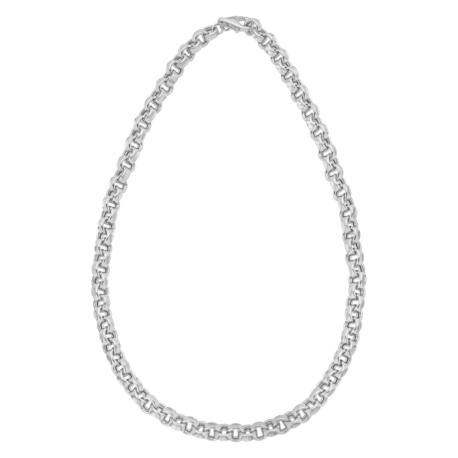 Sterling silver rolo link necklace with a lobster clasp.