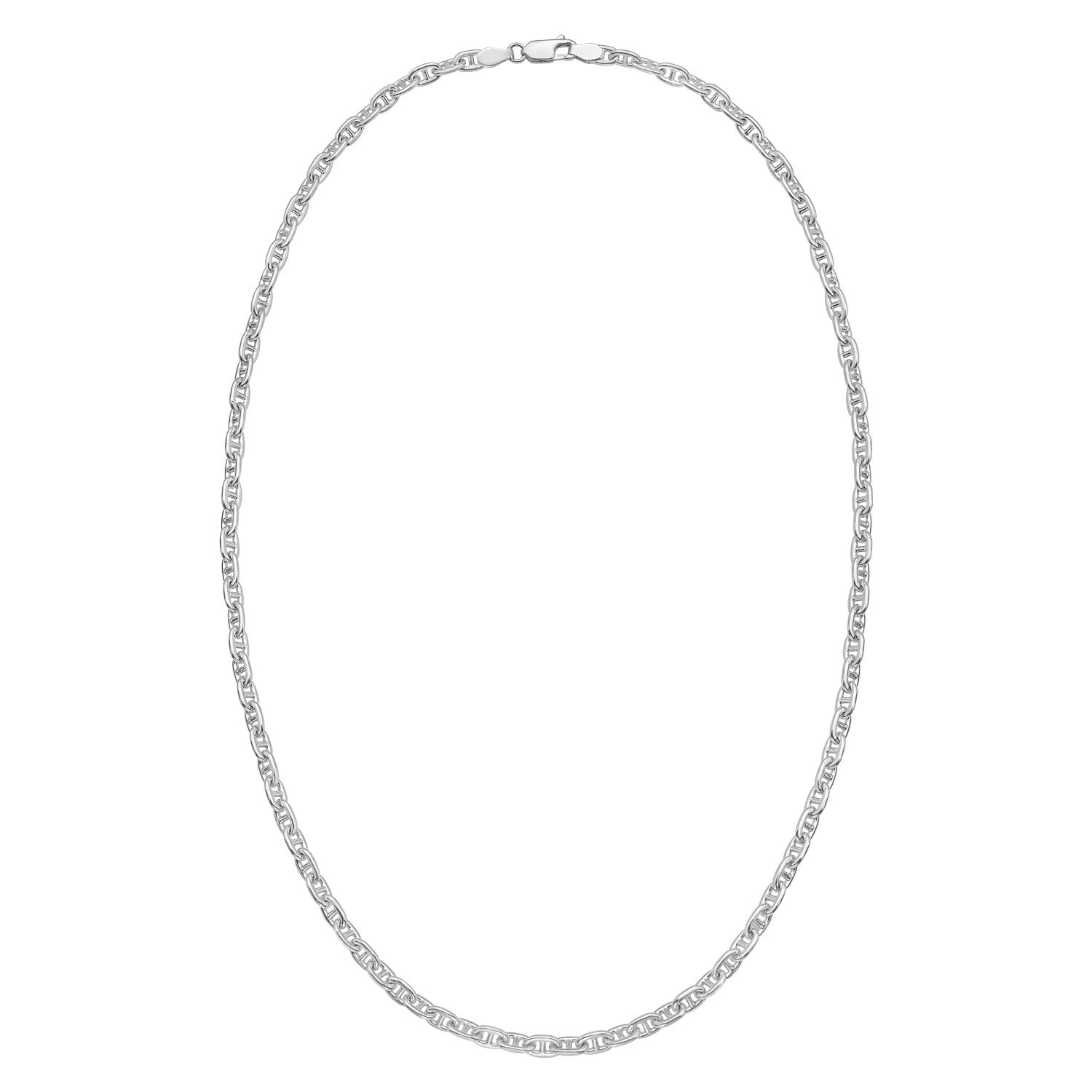 Sterling silver anchor chain necklace with a lobster clasp.