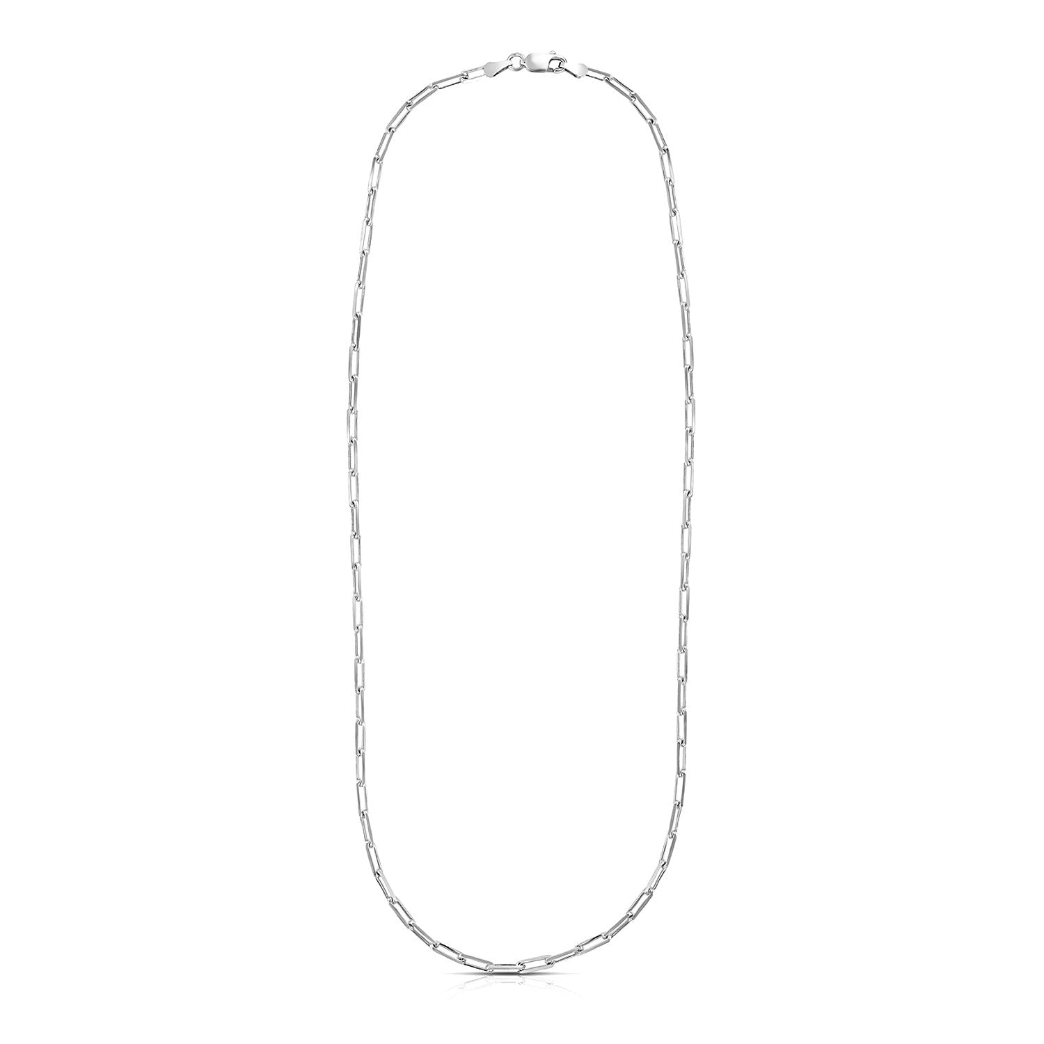 A rhodium-plated sterling silver paperclip chain with a lobster clasp.
