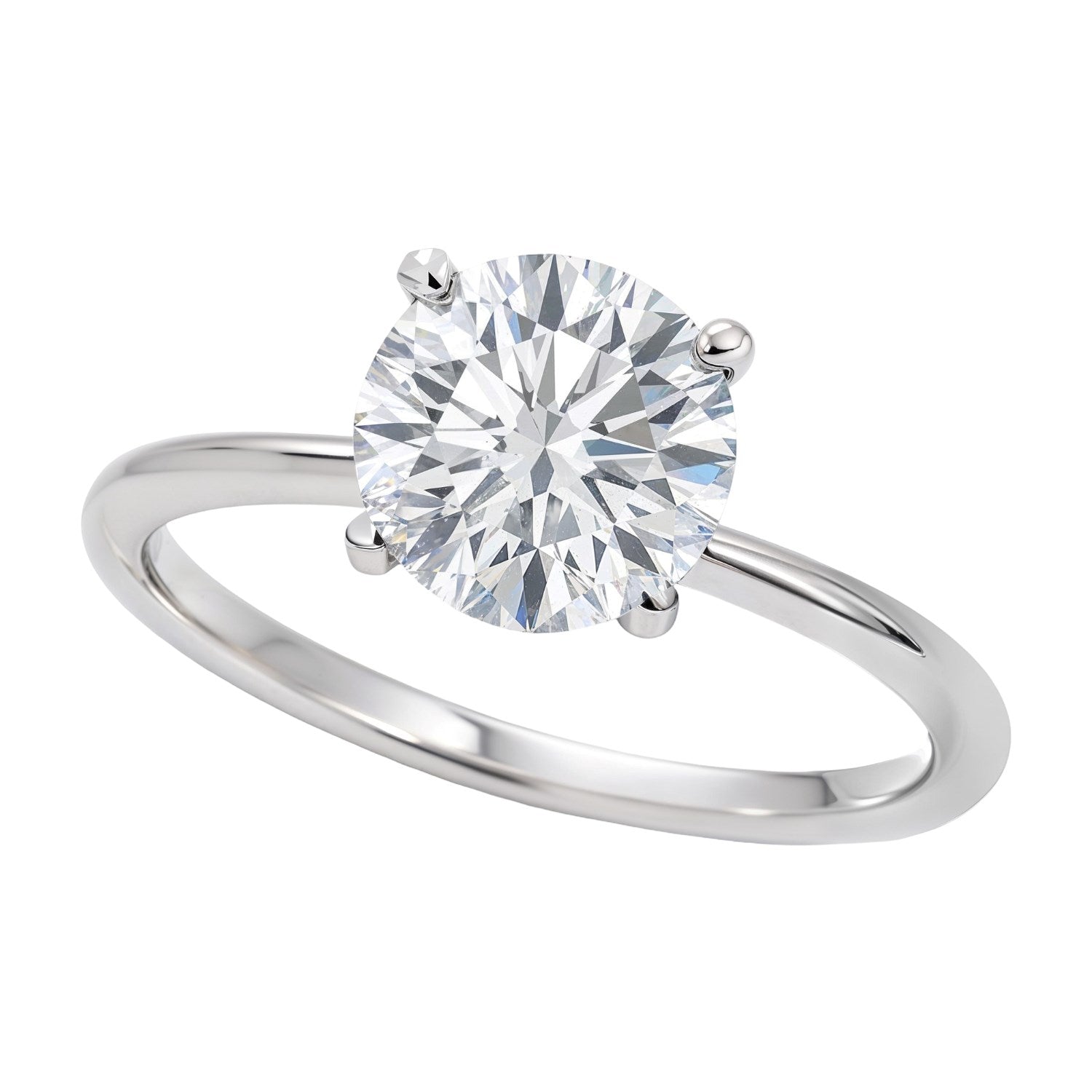 A 1 1/2 carat round lab grown diamond ring in 10K white gold.