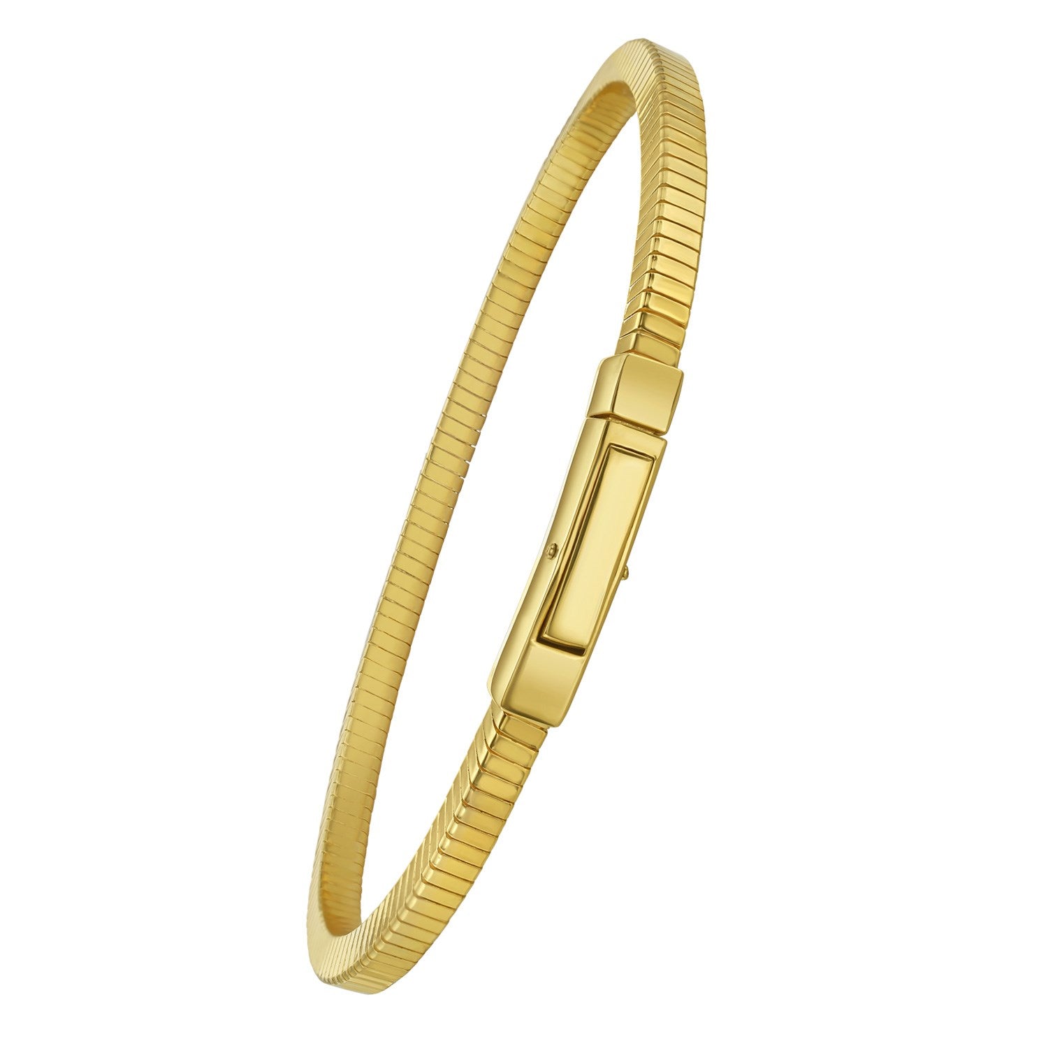 Gold over sterling silver Cubogas chain bracelet with a box clasp.