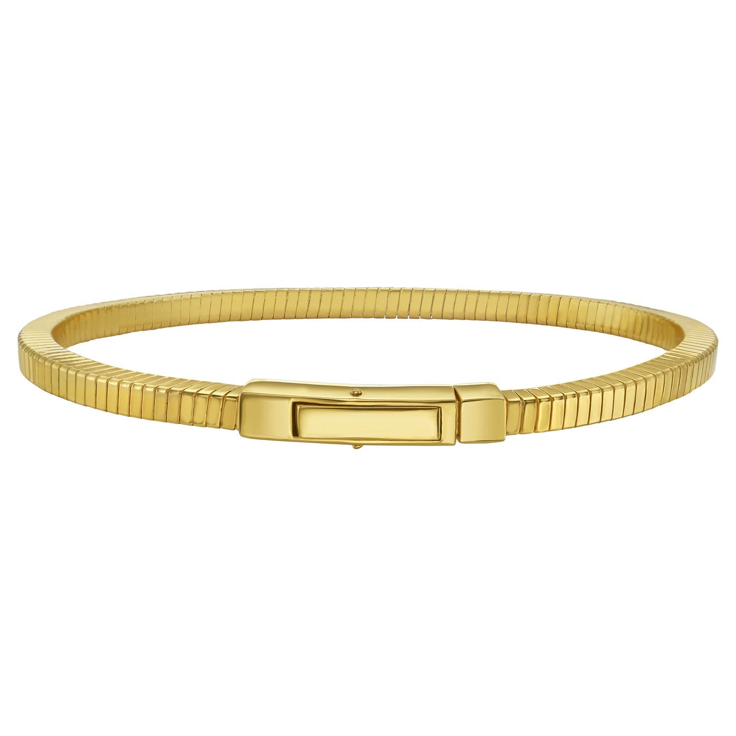 Gold over sterling silver Cubogas chain bracelet with a box clasp.