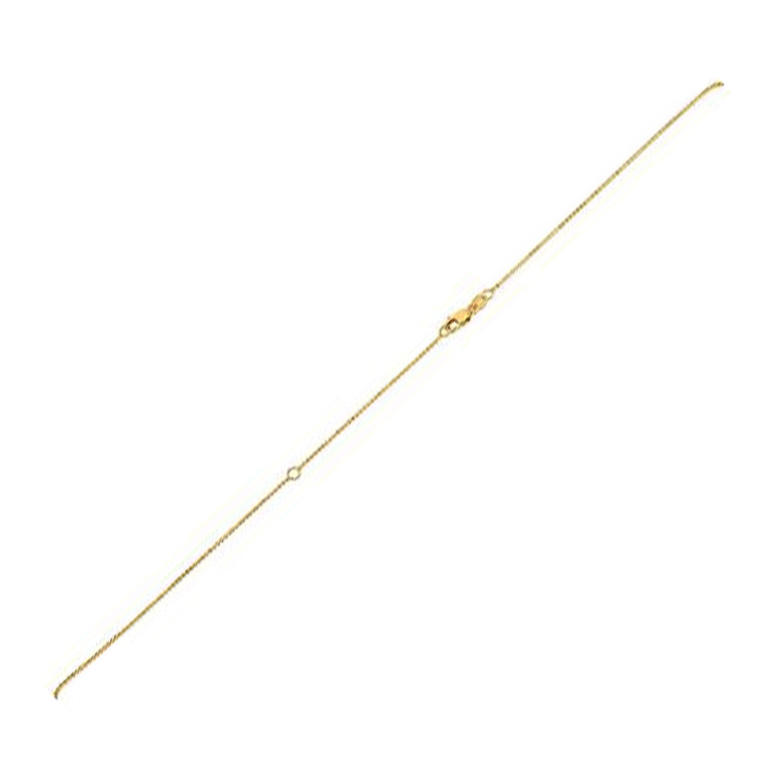 Extendable 14k yellow gold bead chain with a lobster clasp.