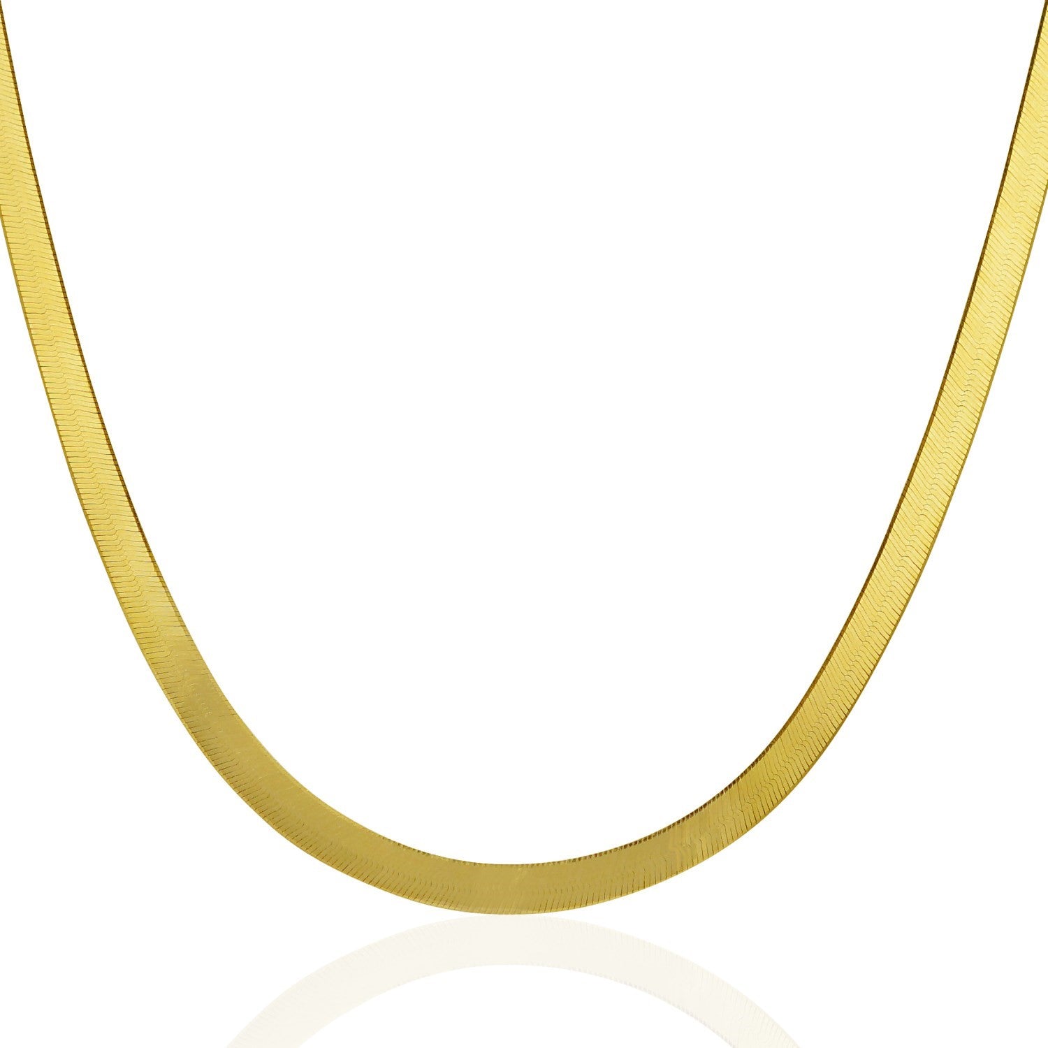 A 10k yellow gold herringbone chain, 5.00 mm wide, with a subtle reflection.