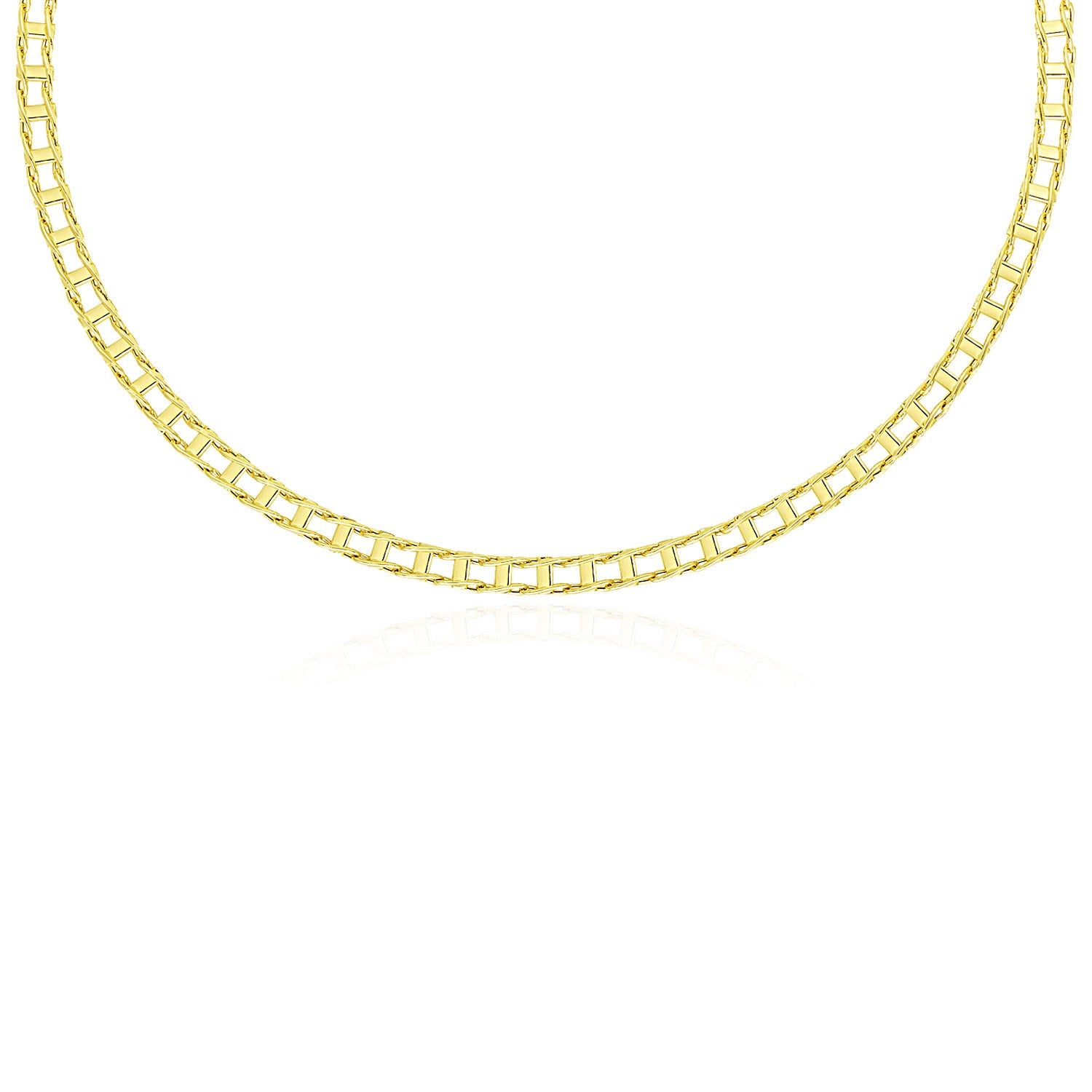 14k yellow gold men's necklace with track design links.