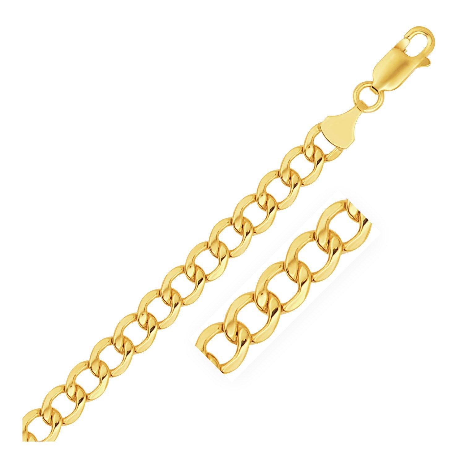 10k yellow gold curb chain with a lobster clasp.