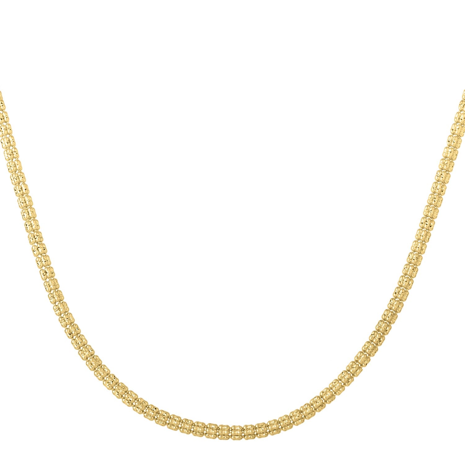 14k yellow gold ice barrel chain, 3.1 mm wide.