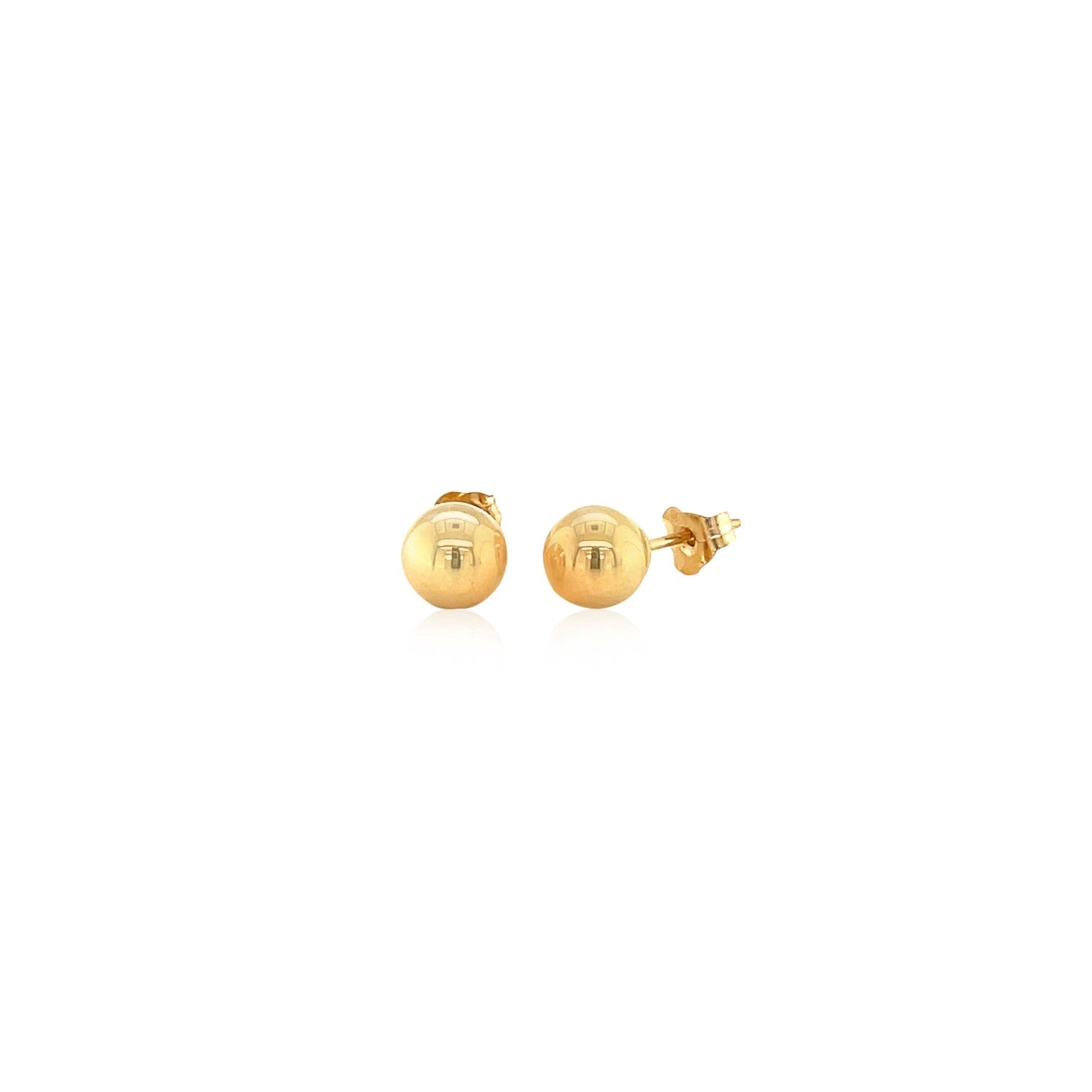 10k yellow gold round stud earrings with a push back closure.