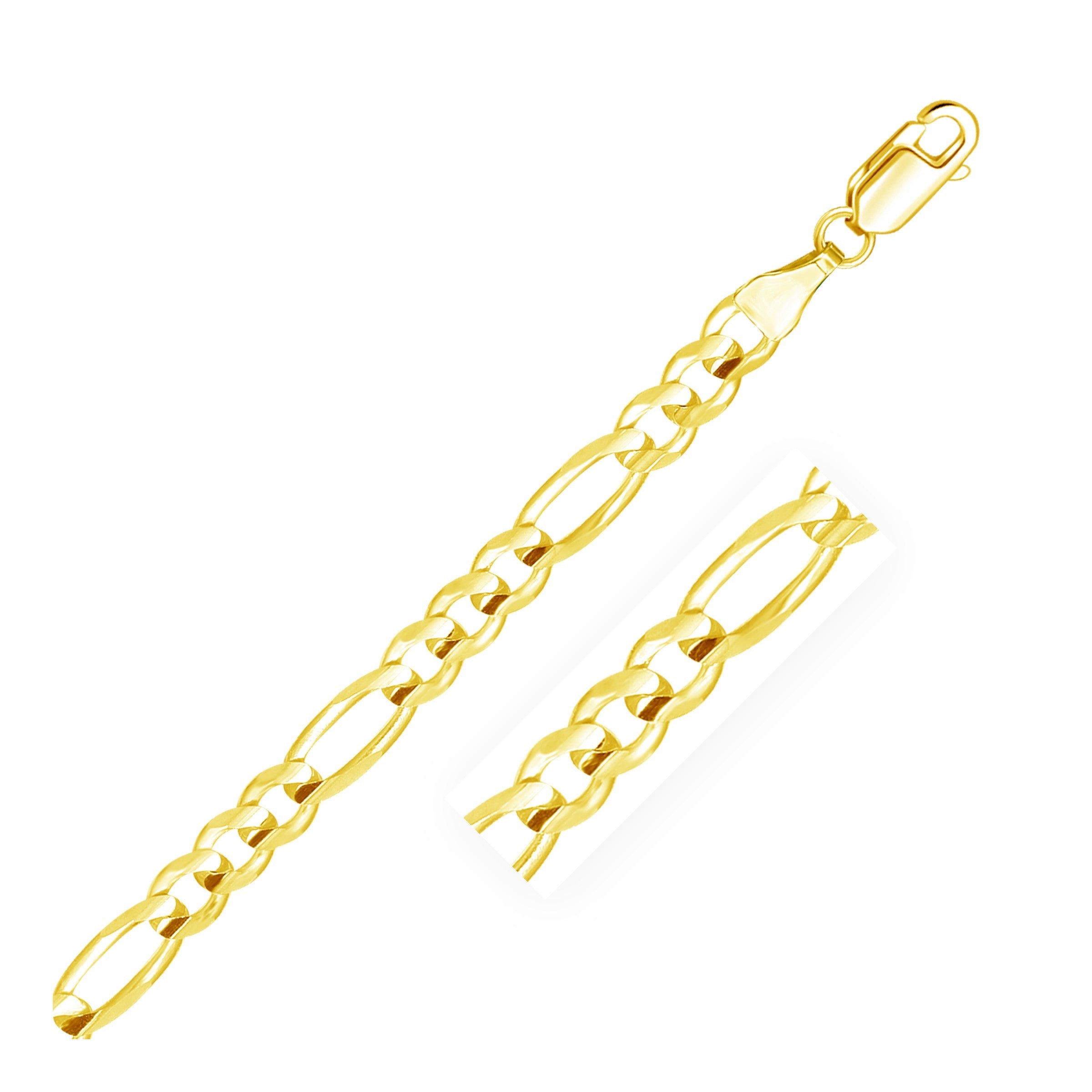 10k yellow gold Figaro link bracelet with a lobster clasp.