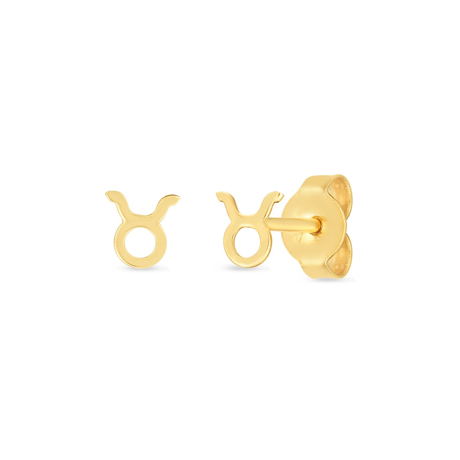 14K yellow gold Taurus stud earrings with push backs.