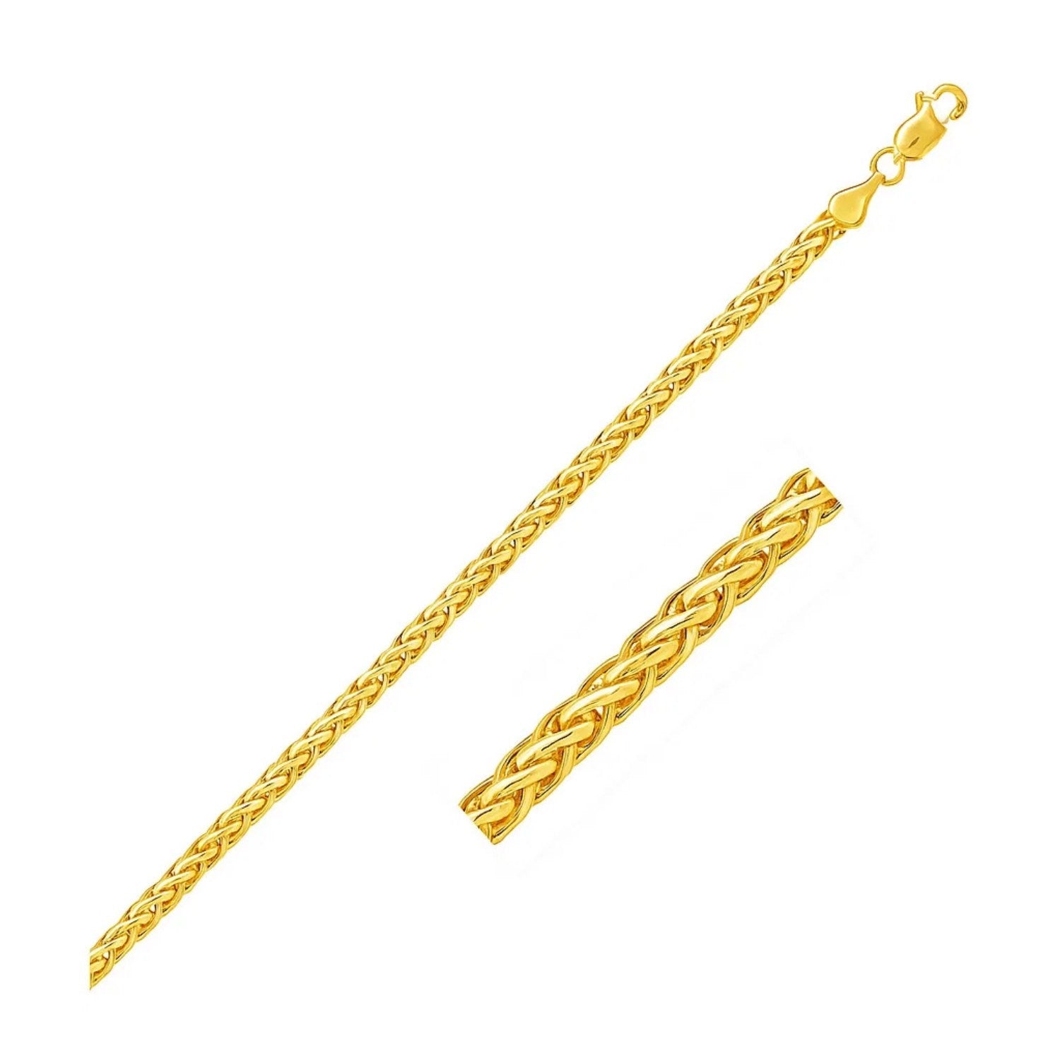 14k yellow gold diamond cut round Franco bracelet with a lobster clasp.