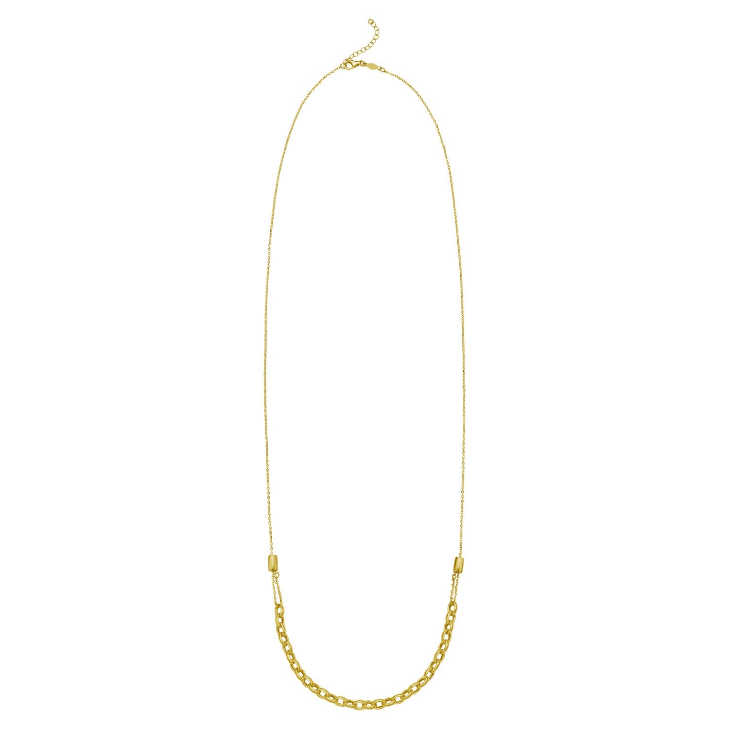 14K yellow gold adjustable rolo link necklace with a lobster clasp.