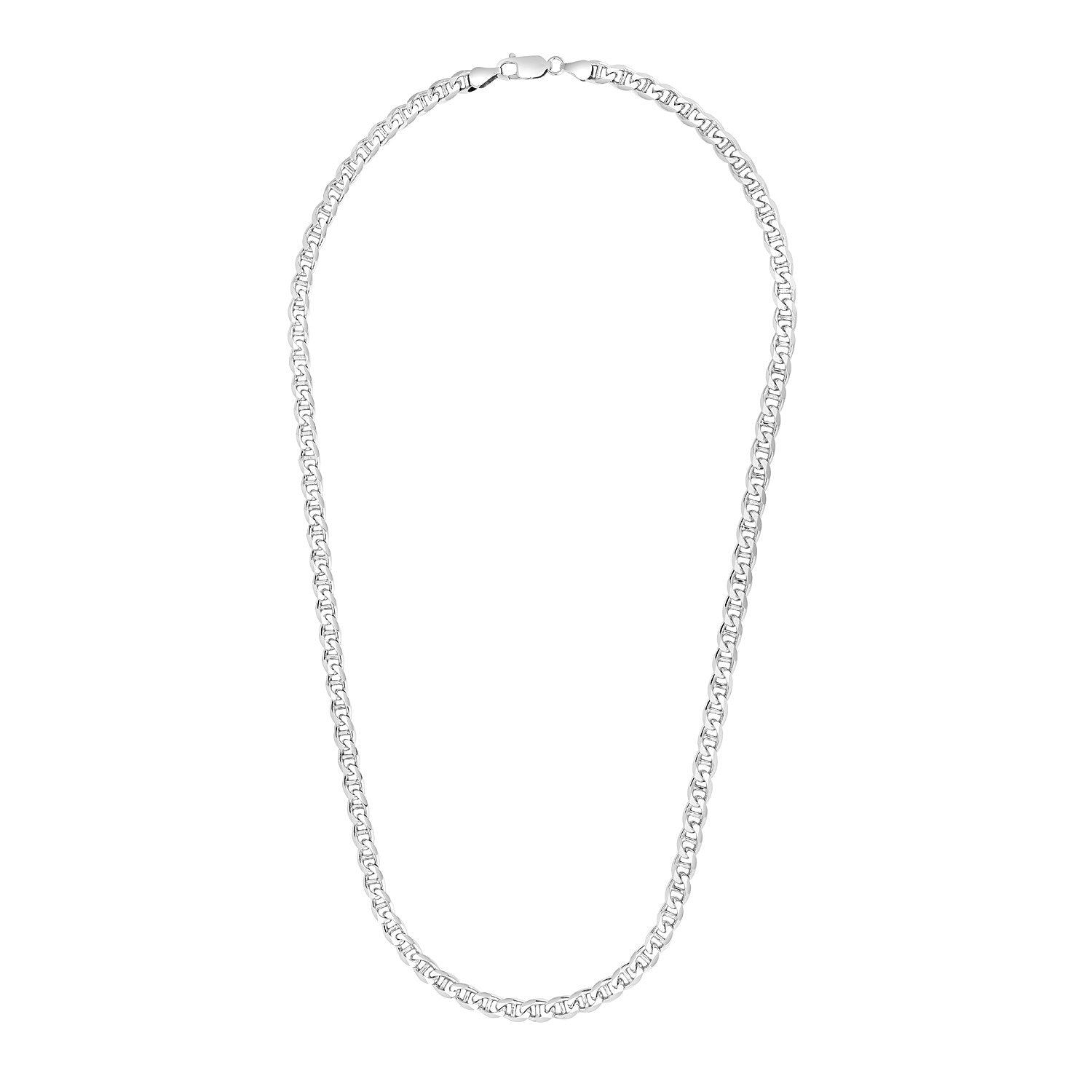 Sterling silver rhodium-plated mariner chain with a lobster clasp.