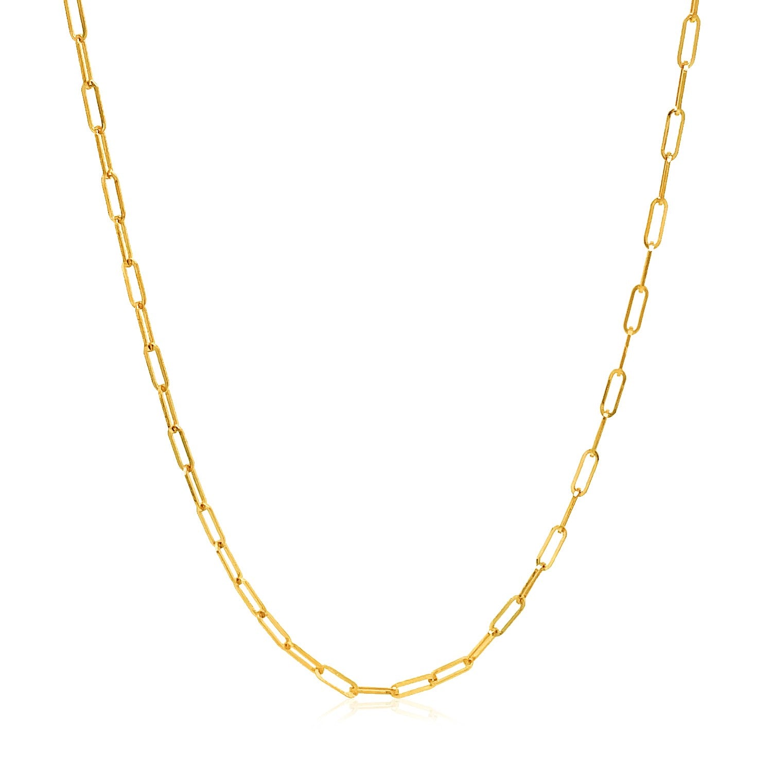14k yellow gold adjustable paperclip chain, 1.50 mm wide.