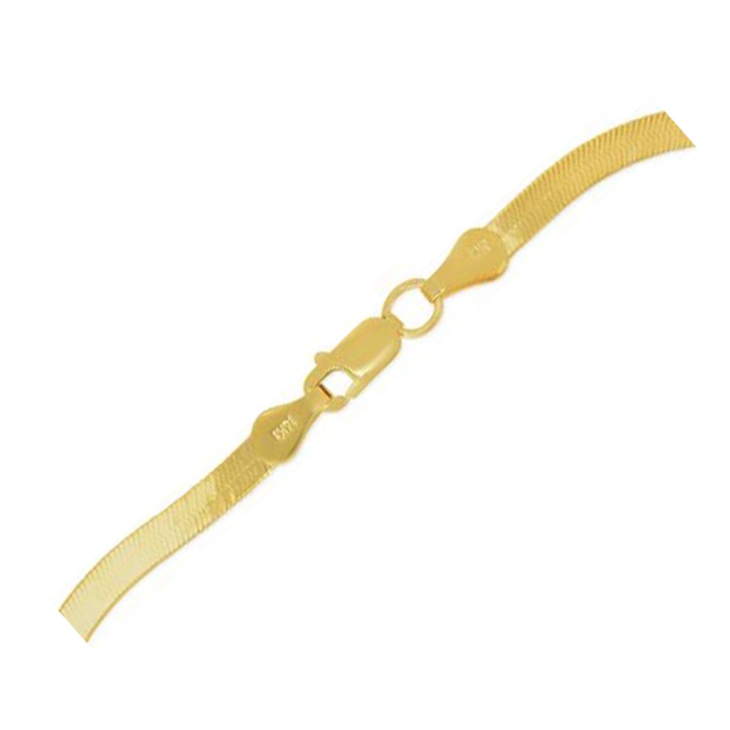 A 14k yellow gold super flex herringbone chain with a lobster clasp.
