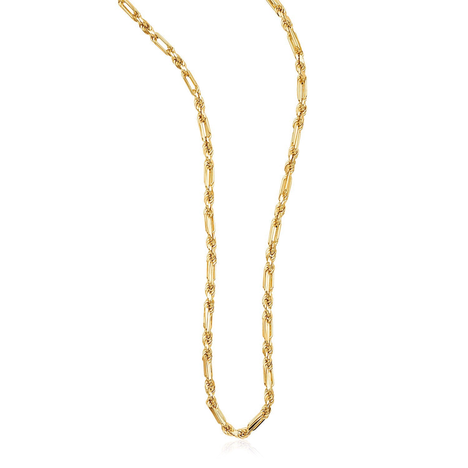 A 14k yellow gold Figaro chain necklace.