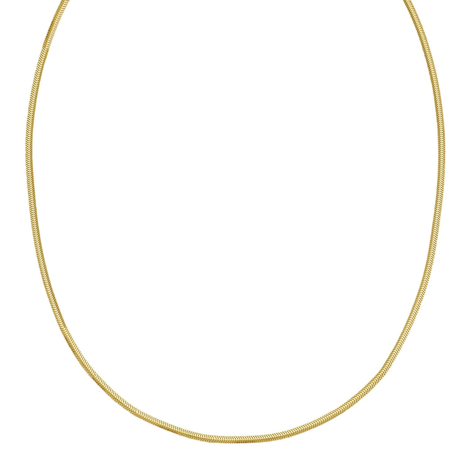 A 14K yellow gold oval snake chain with a 2.00 mm width.
