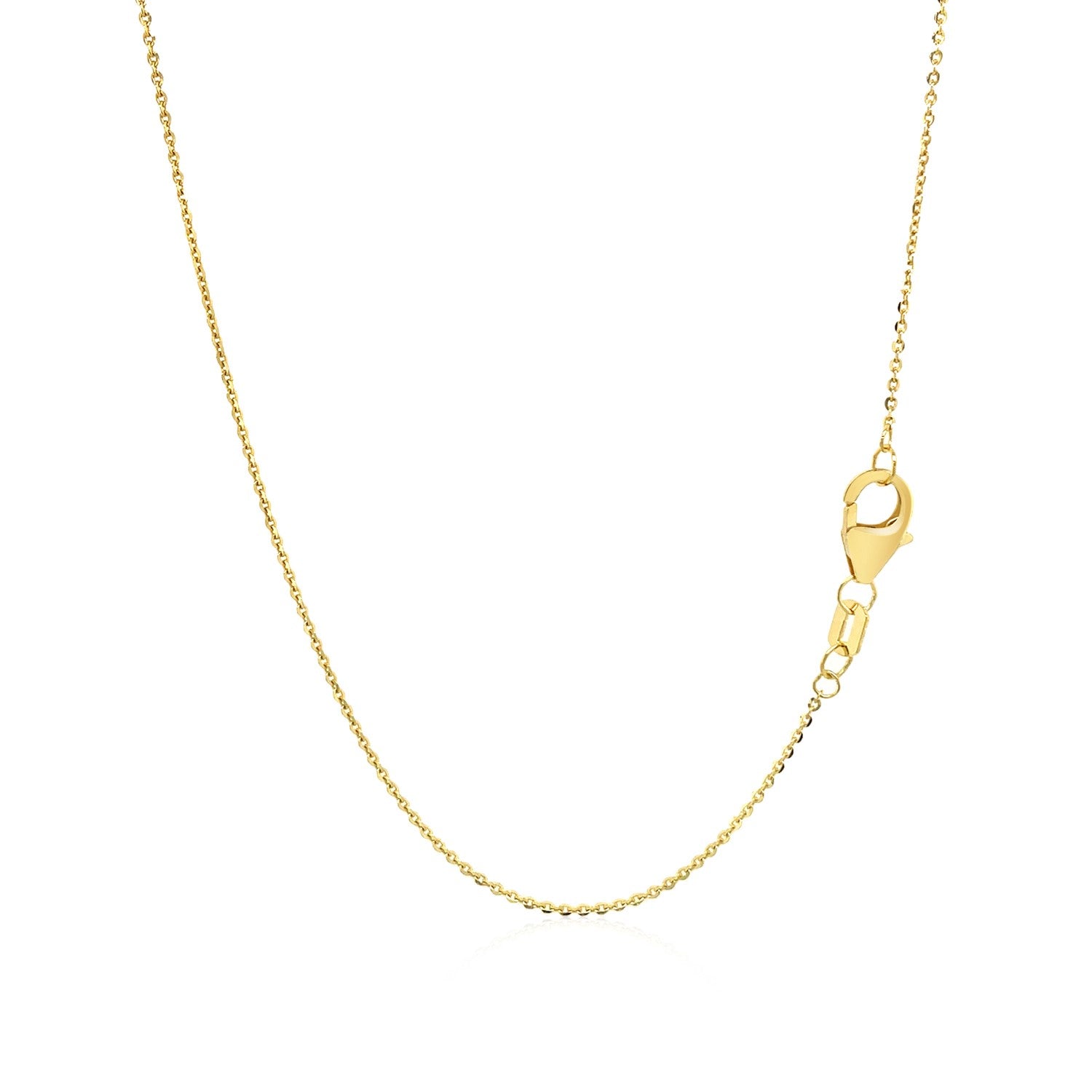 14k yellow gold cable chain necklace with a lobster clasp.