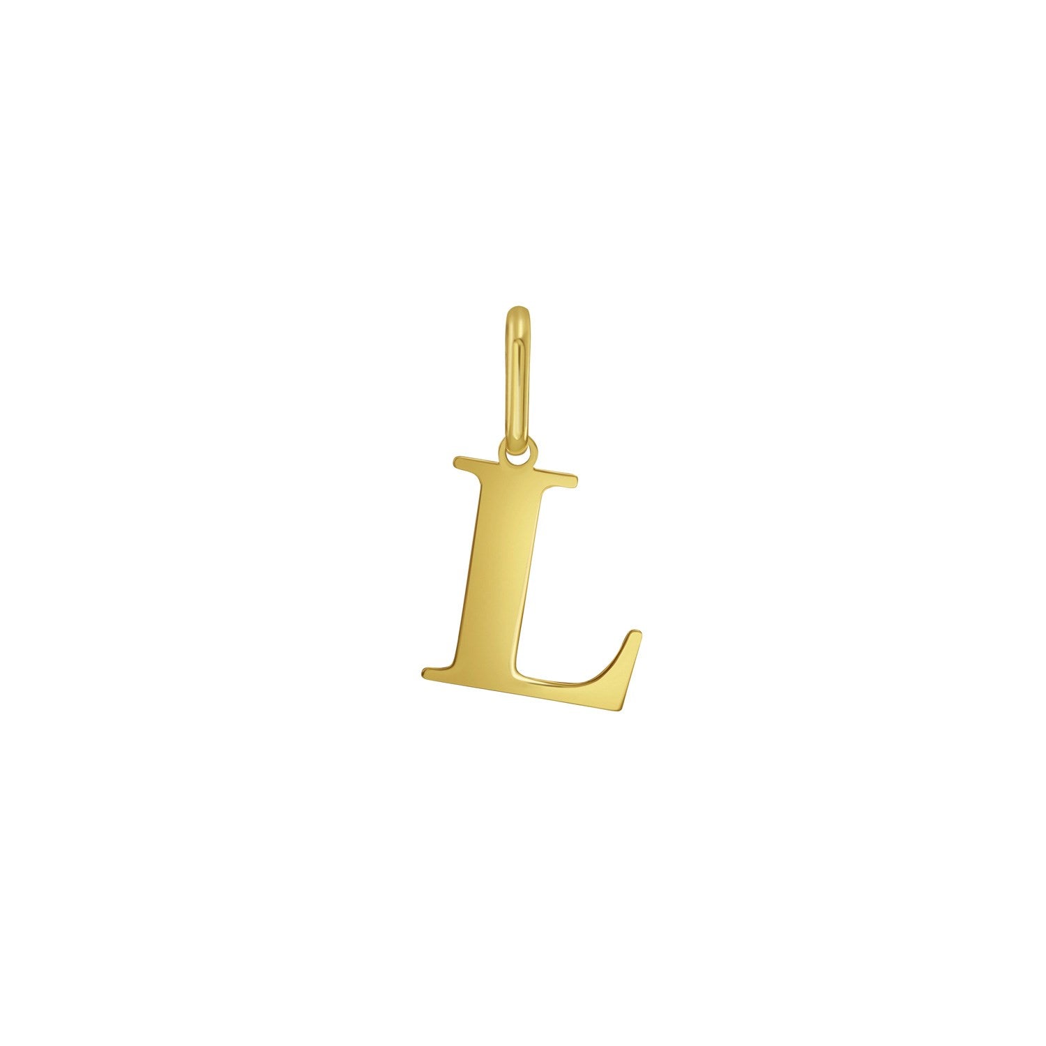 14K yellow gold initial L charm pendant with a polished finish.