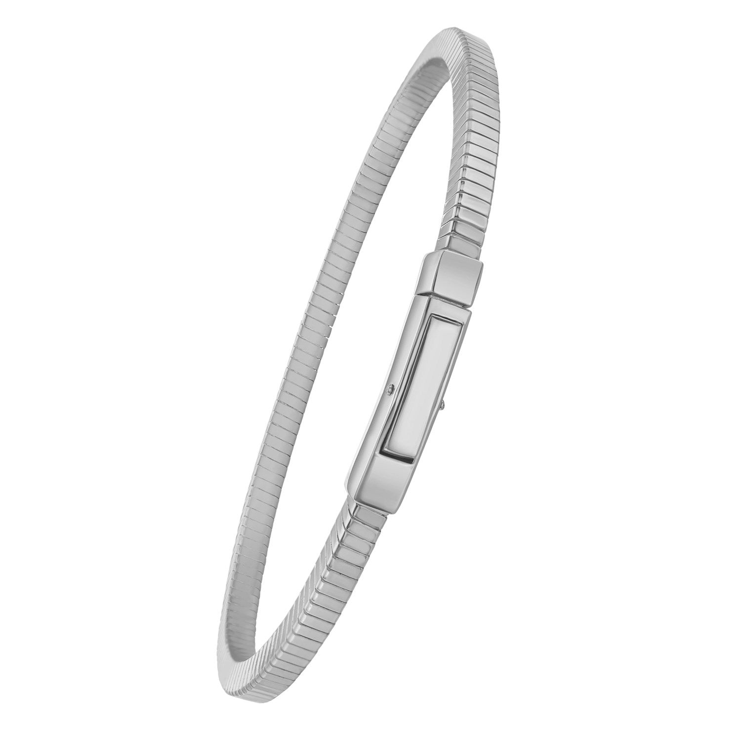 Sterling silver Cubogas chain bracelet with a polished finish and a box clasp.