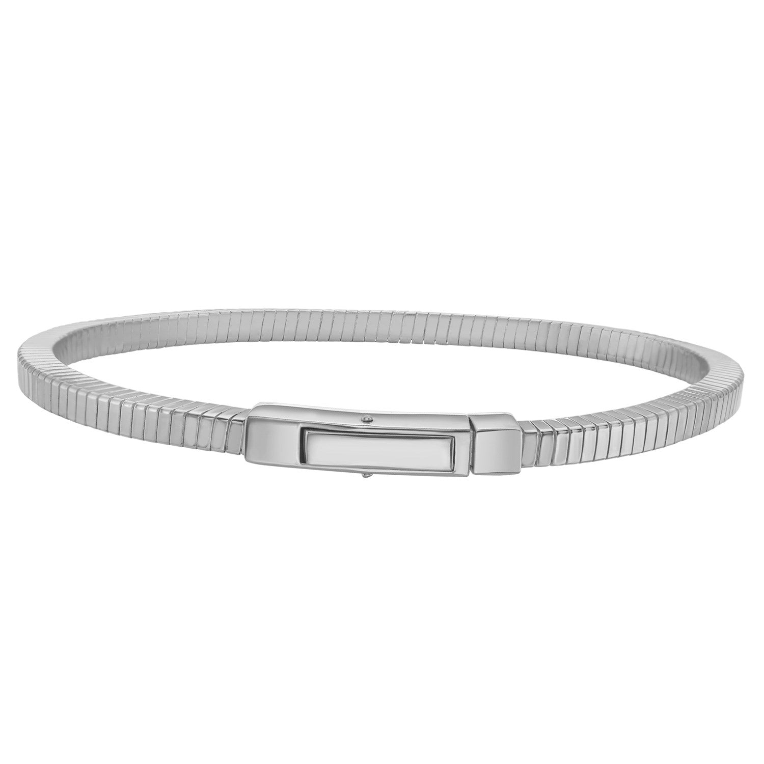 Sterling silver Cubogas chain bracelet with a polished box clasp.