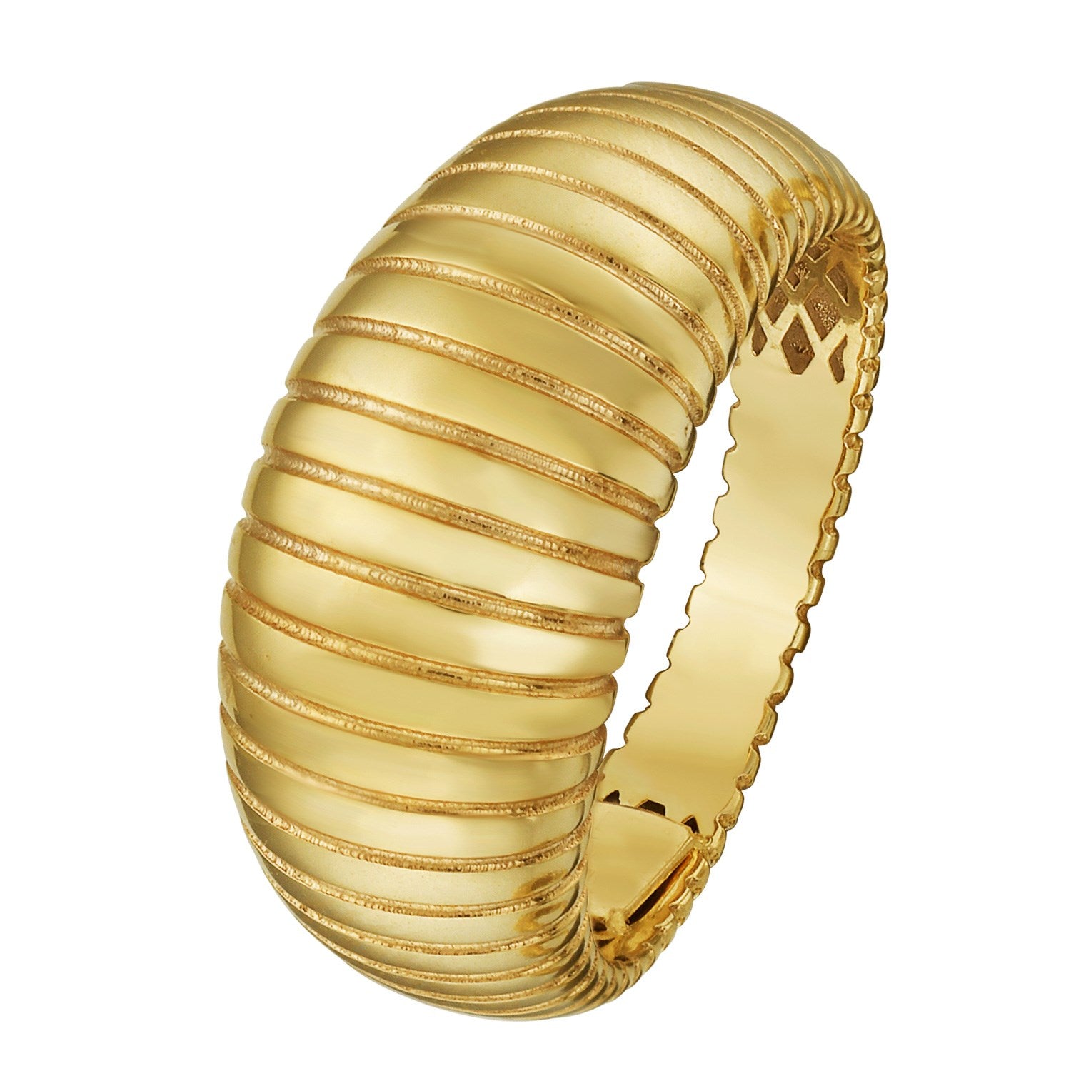 14K yellow gold graduated tubogas ring with a coiled design and polished finish.