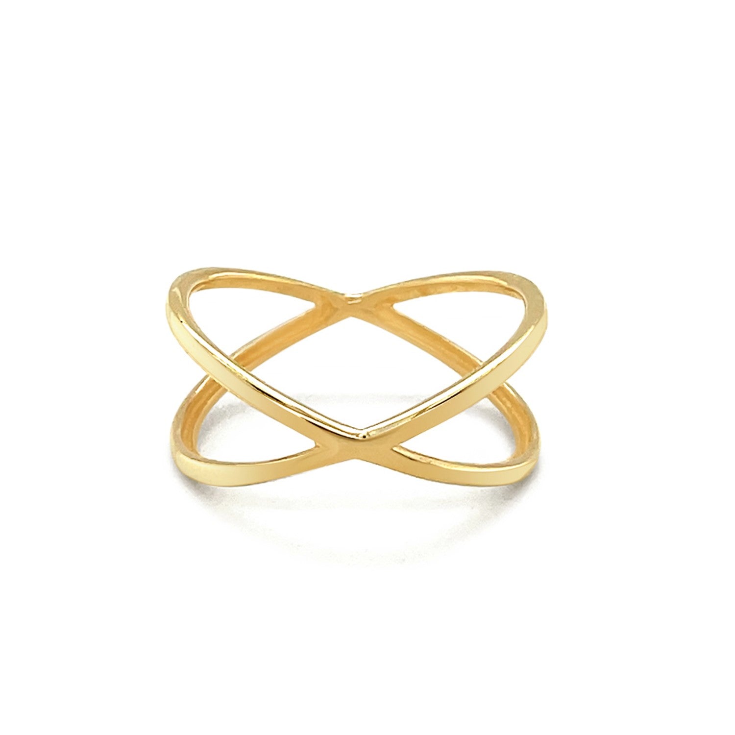14k yellow gold polished X profile ring.
