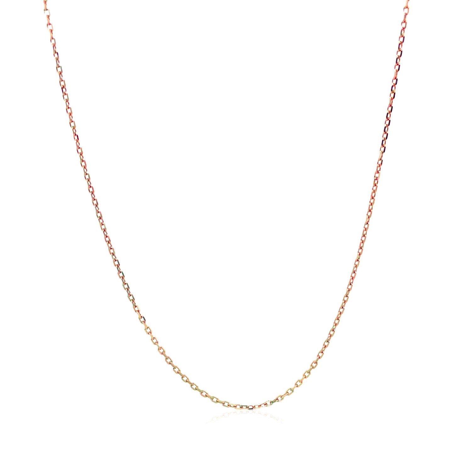 A rose gold diamond-cut cable link chain with a lobster clasp.
