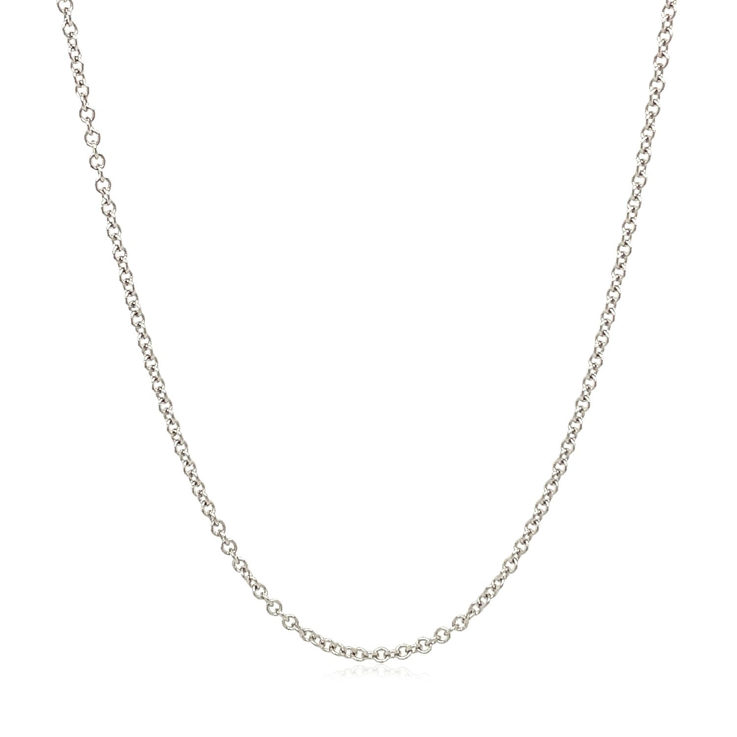 A 14k white gold round cable link chain.