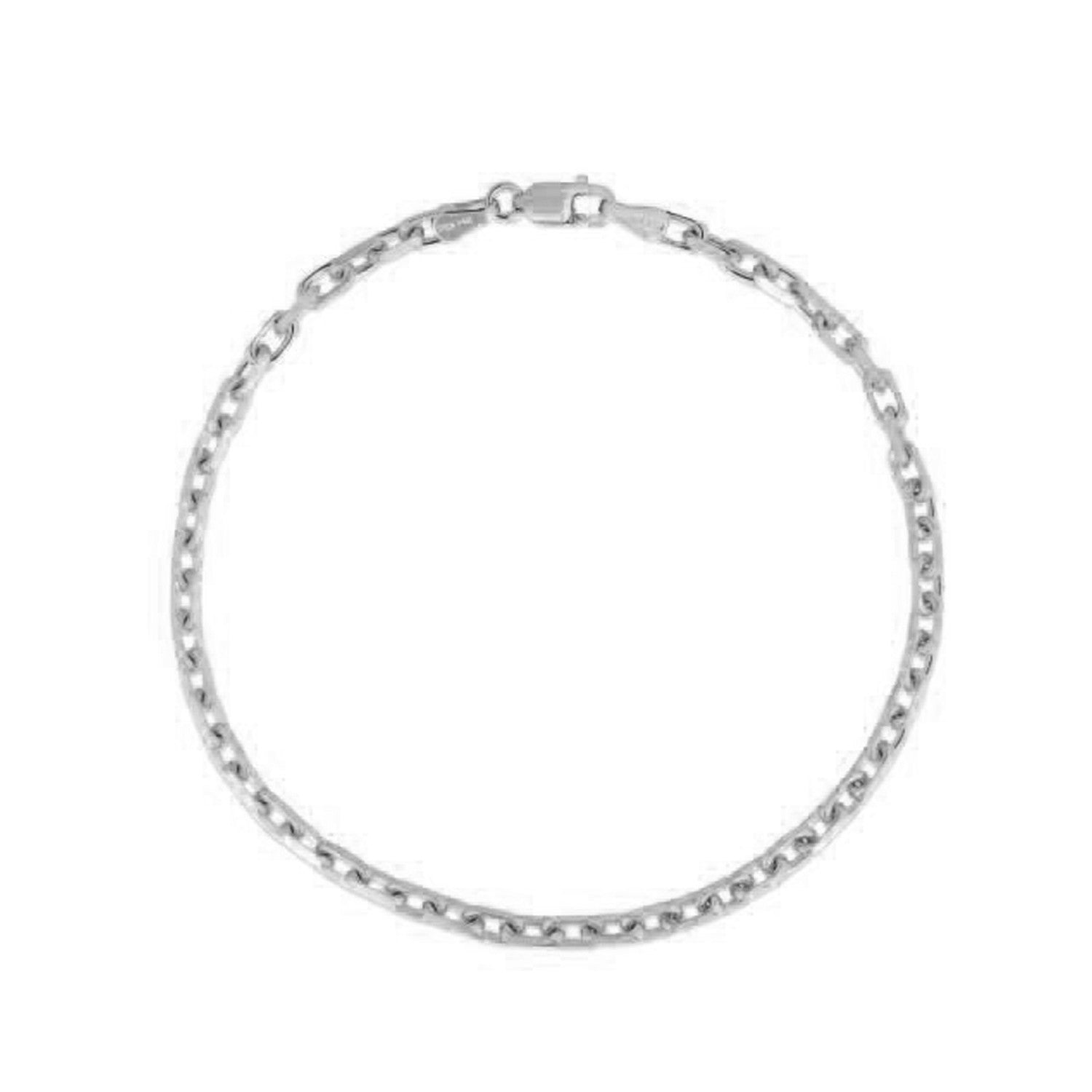14k white gold French cable chain bracelet with a lobster clasp.