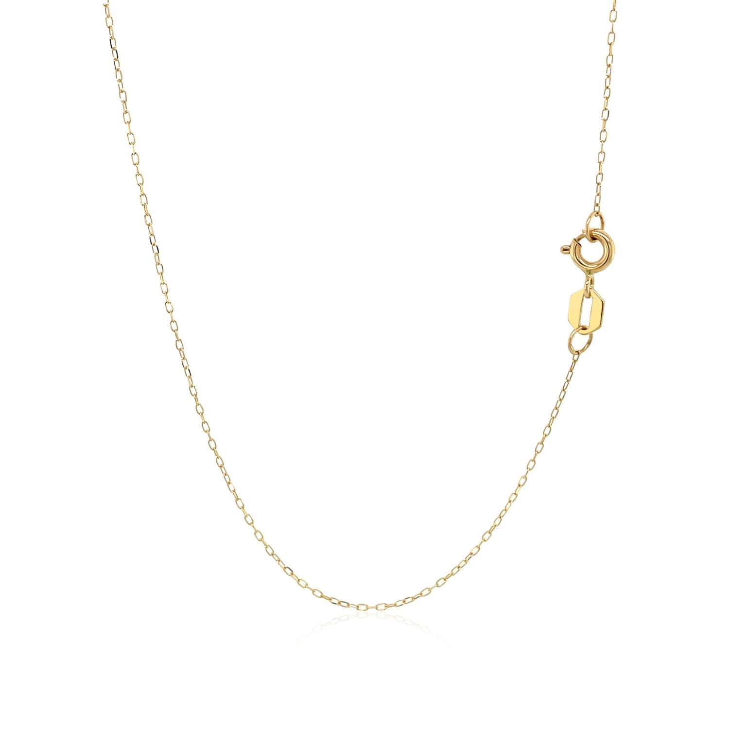 A delicate 14K yellow gold link chain with a lobster clasp.
