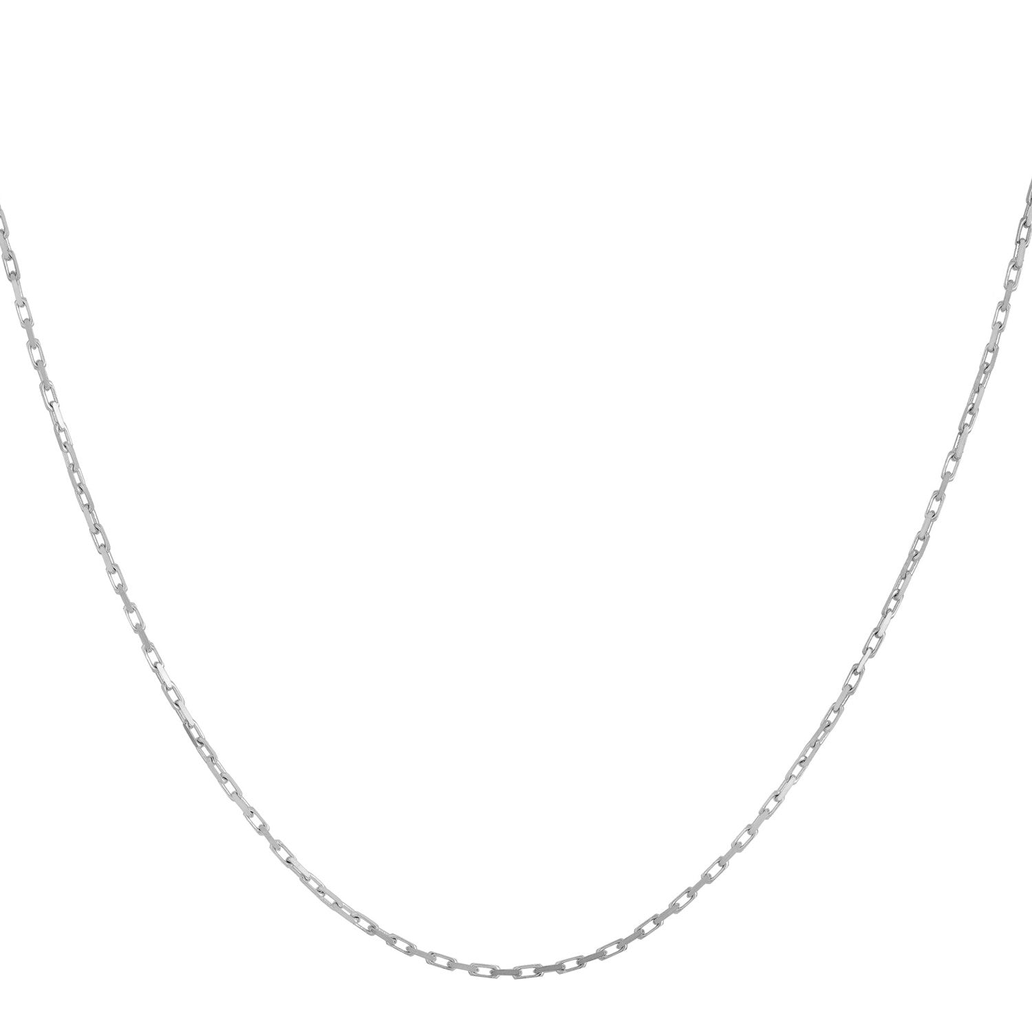 14k white gold French cable chain with a lobster clasp.
