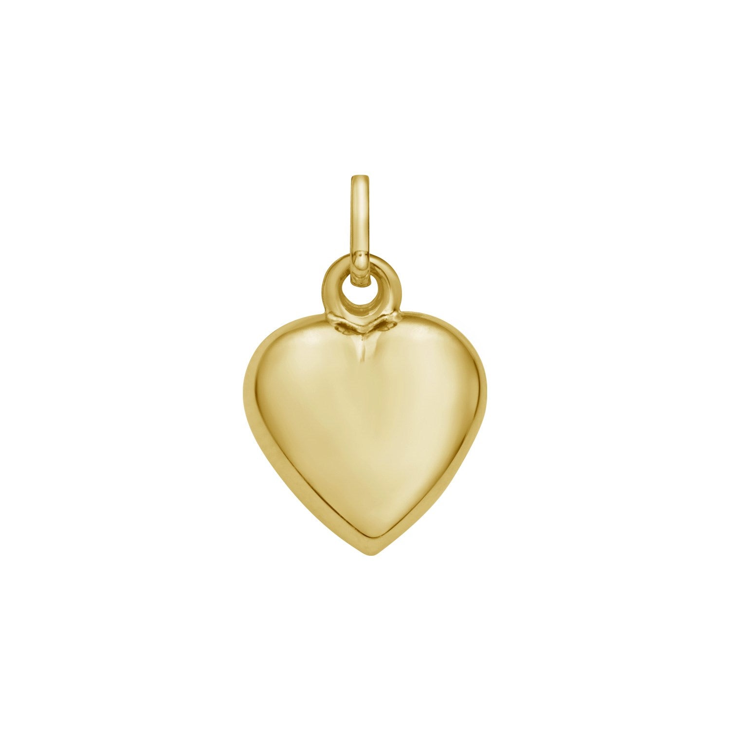 14K yellow gold polished small puff heart charm pendant.