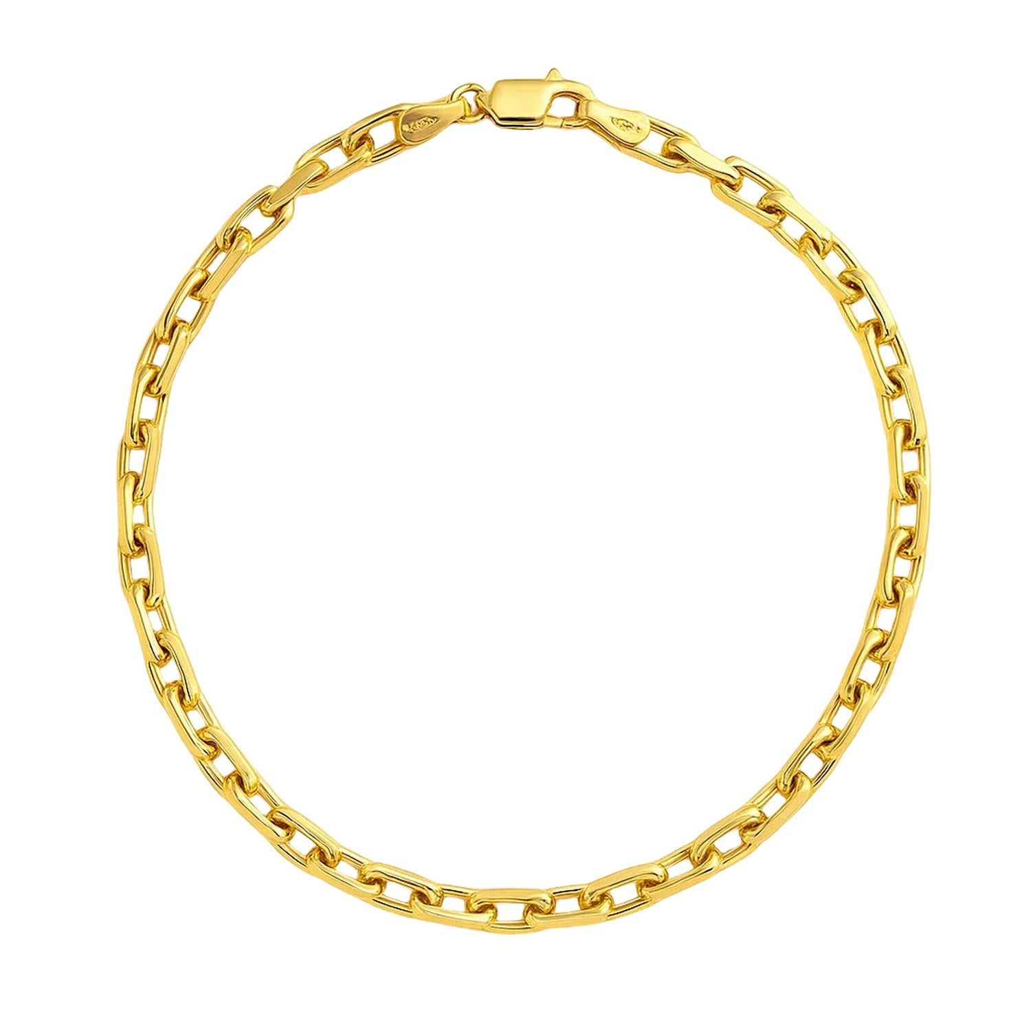 14k yellow gold French cable chain bracelet with a lobster clasp.