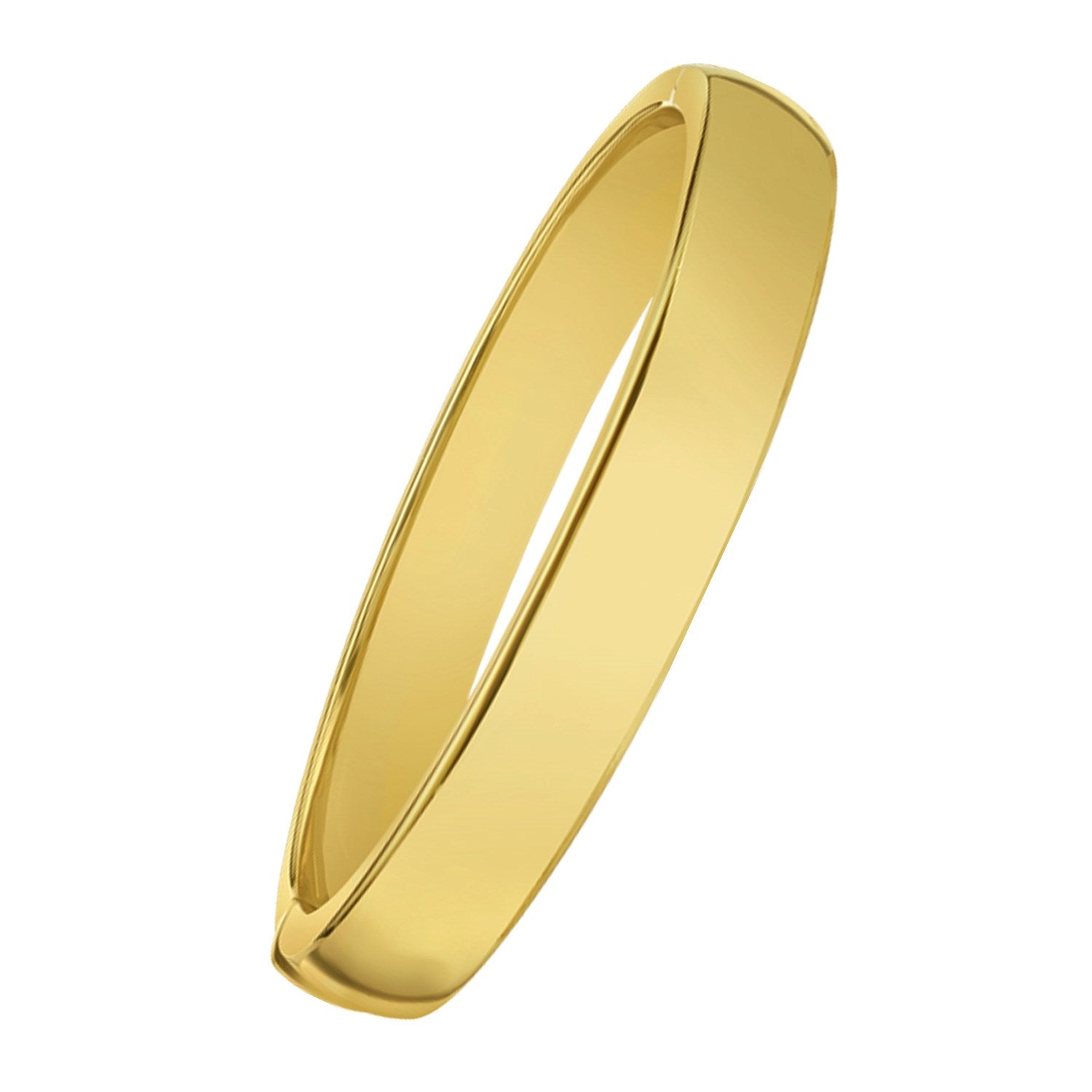 14K yellow gold classic polished bangle, 10.00 mm wide.