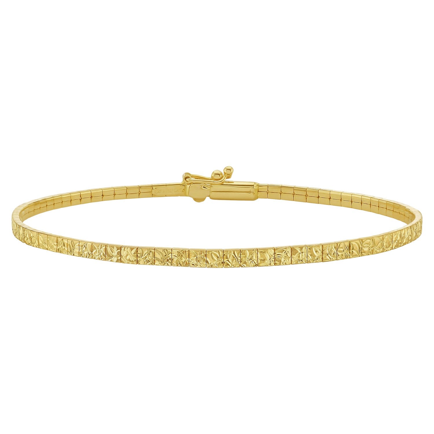 A 14K yellow gold mini glacier bracelet with a diamond-cut finish and a push-in clasp.
