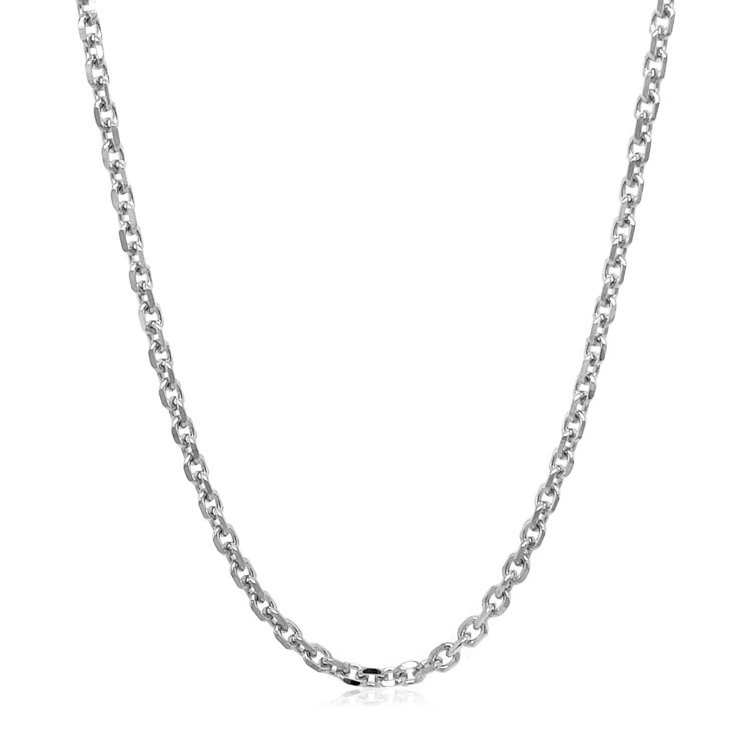 14k white gold diamond cut cable link chain.